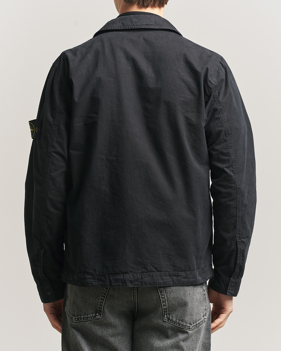 Herre | Skjorter | Stone Island | Brushed Cotton Canvas Zip Overshirt Black