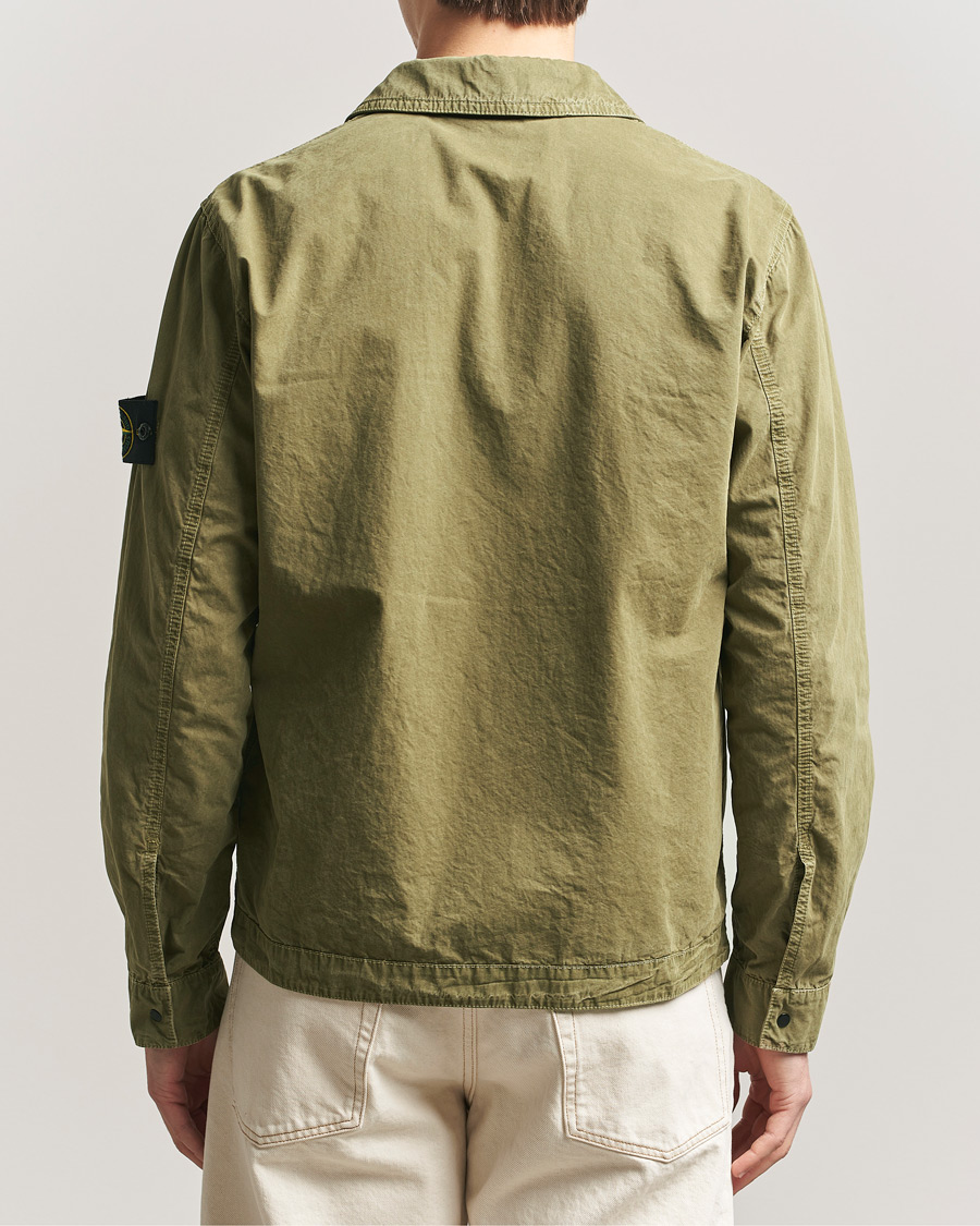Herre | Skjorter | Stone Island | Brushed Cotton Canvas Zip Overshirt Military Green