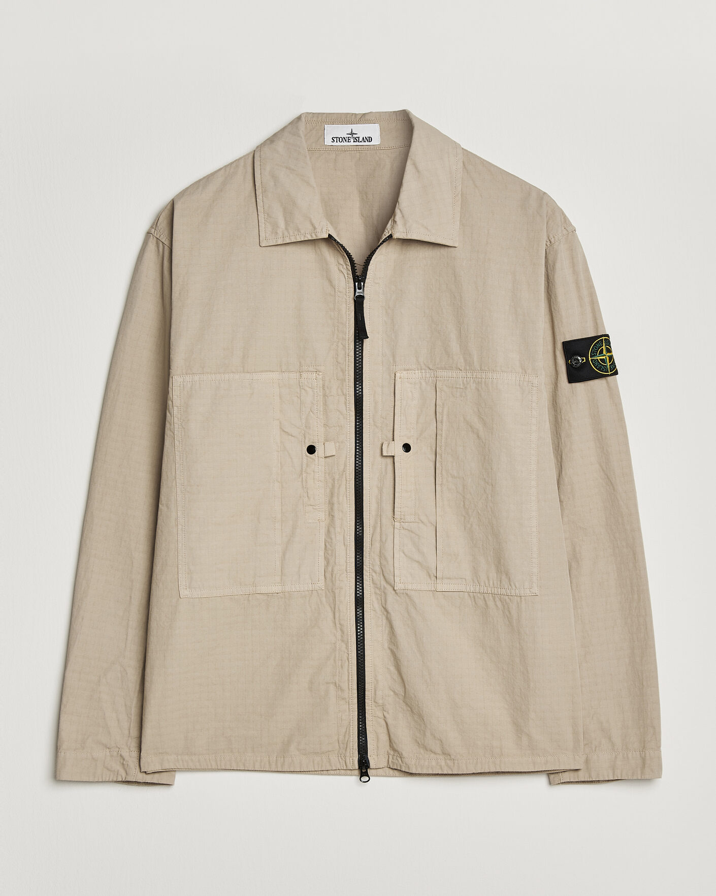 Herre | Skjorter | Stone Island | Cotton Ripstop Zip Overshirt Desert