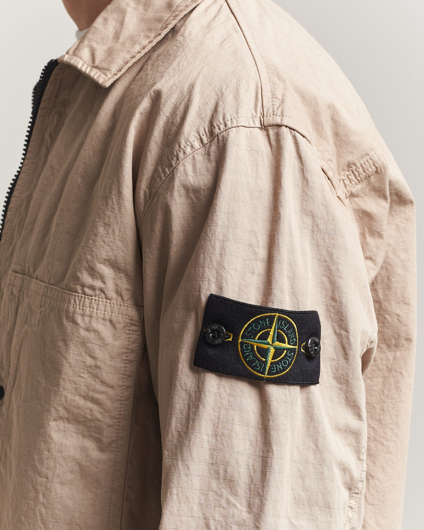 Herre | Skjorter | Stone Island | Cotton Ripstop Zip Overshirt Desert