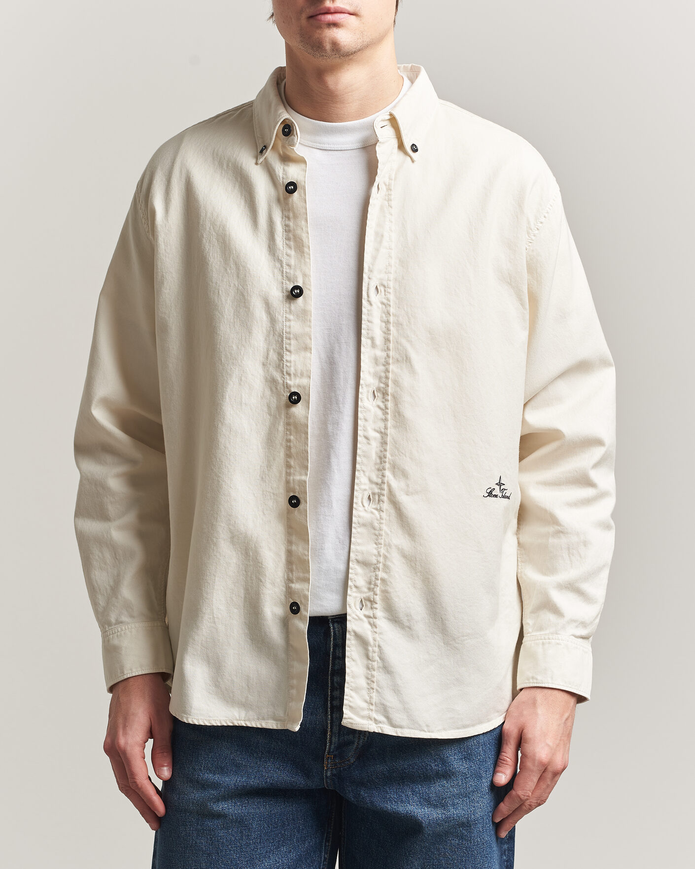 Herre | Skjorter | Stone Island | Organic Cotton Oxford Shirt Ivory