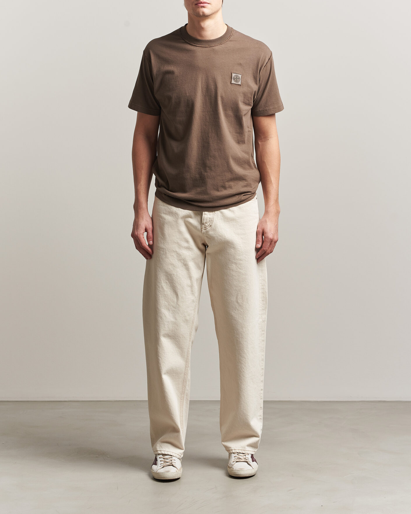 Herre | T-Shirts | Stone Island | Organic Cotton Fissato Effect T-Shirt Umber
