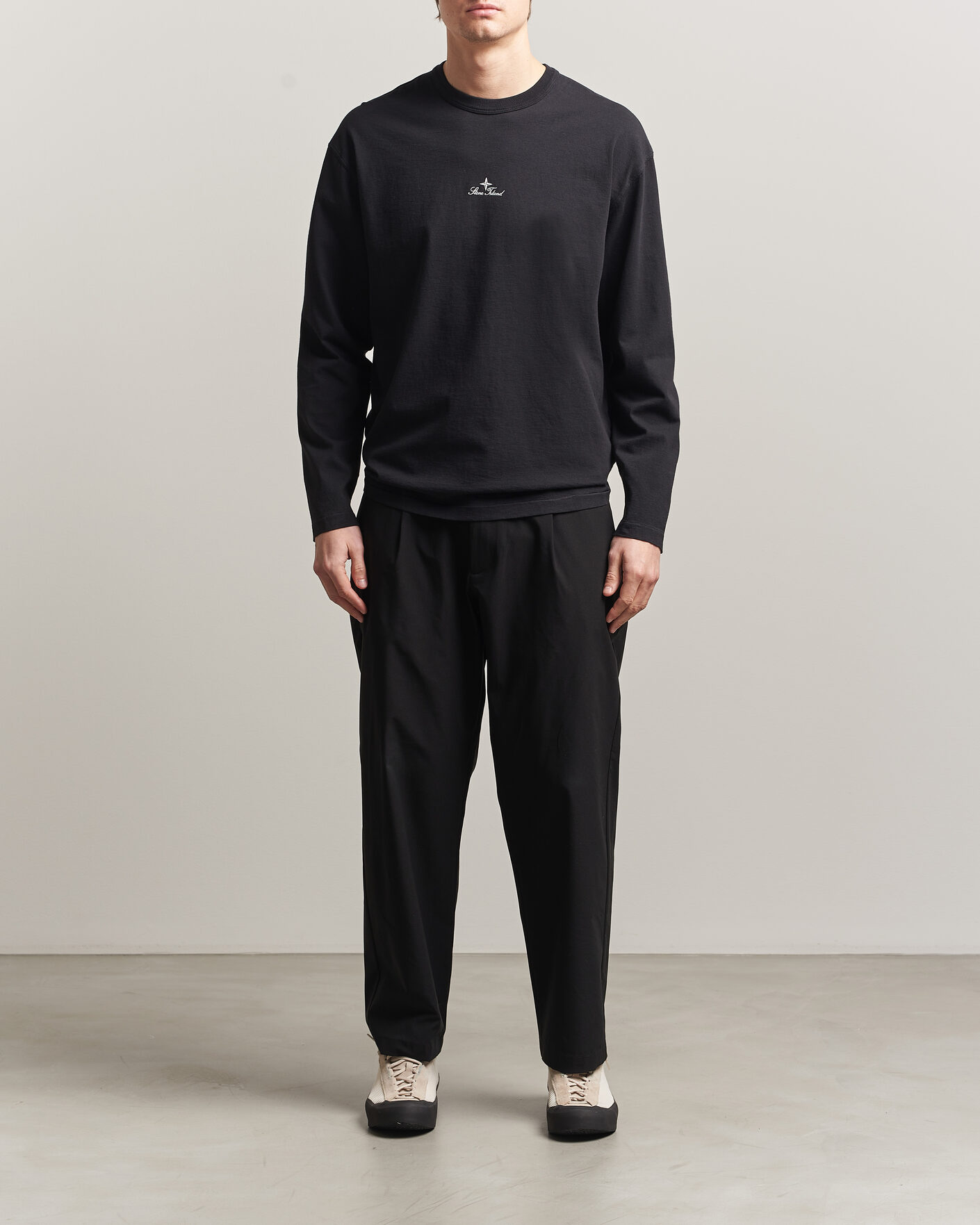 Herre | T-Shirts | Stone Island | Organic Cotton Jersey Long Sleeve Logo T-Shirt Black