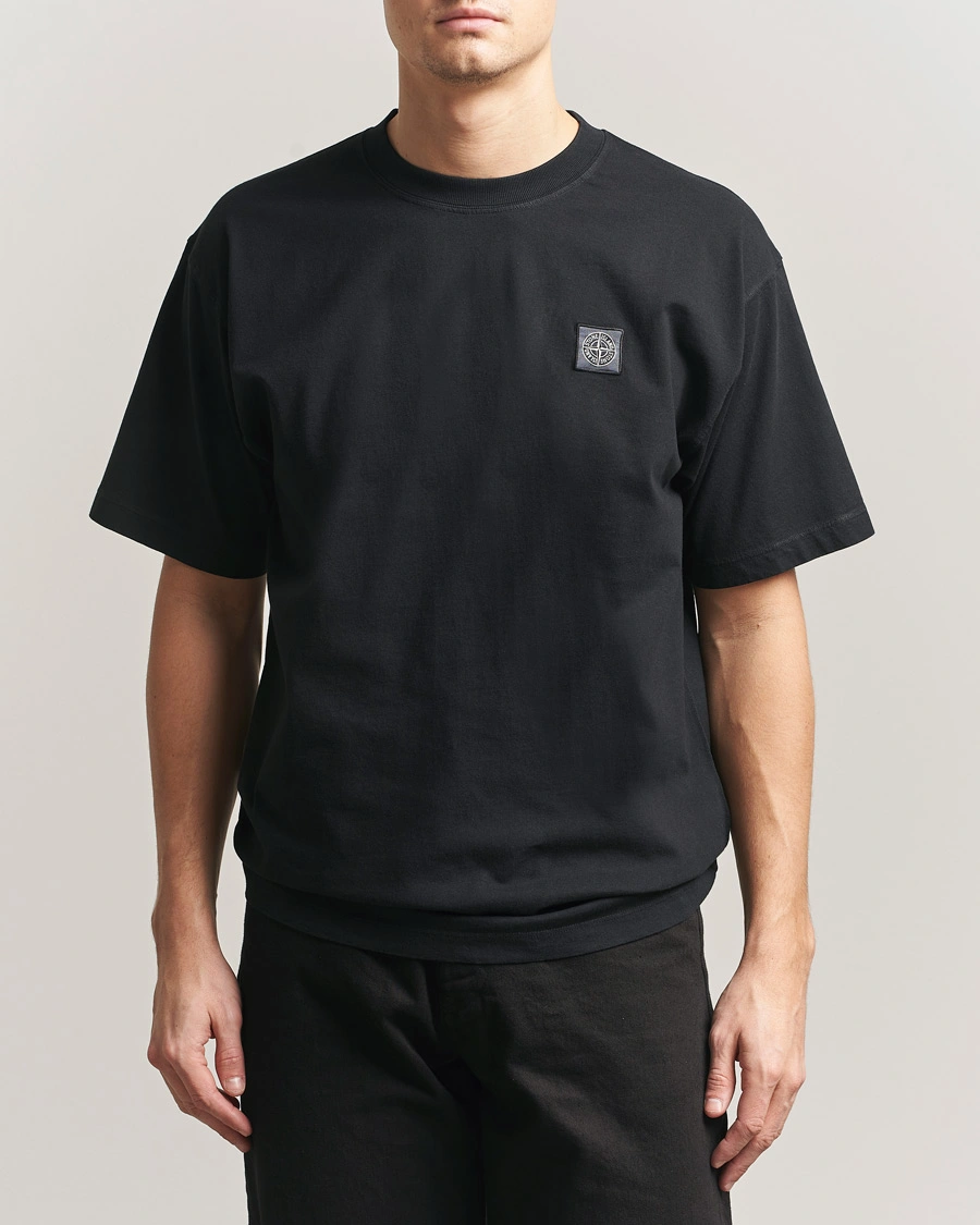 Herre | T-Shirts | Stone Island | Combed Organic Cotton T-Shirt Black