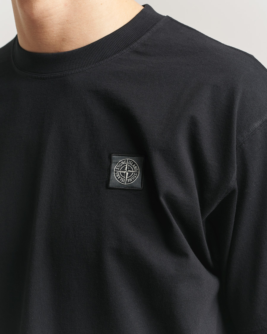 Herre | T-Shirts | Stone Island | Combed Organic Cotton T-Shirt Black