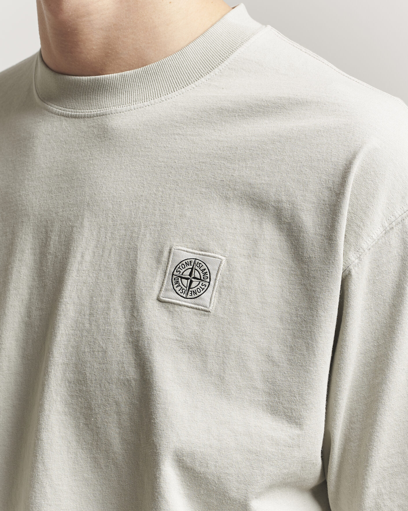 Herre | T-Shirts | Stone Island | Combed Organic Cotton T-Shirt Pearl Grey