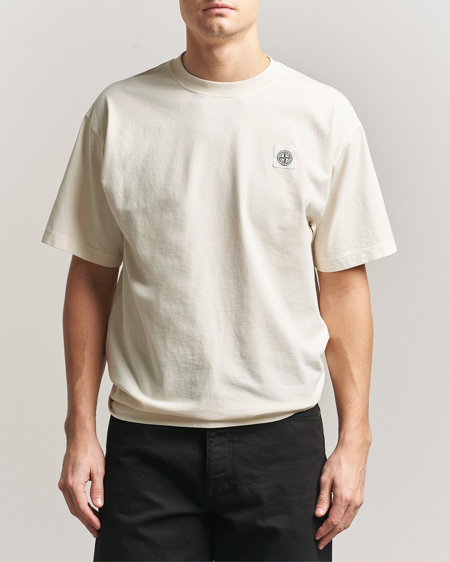 Herre | T-Shirts | Stone Island | Combed Organic Cotton T-Shirt Ivory