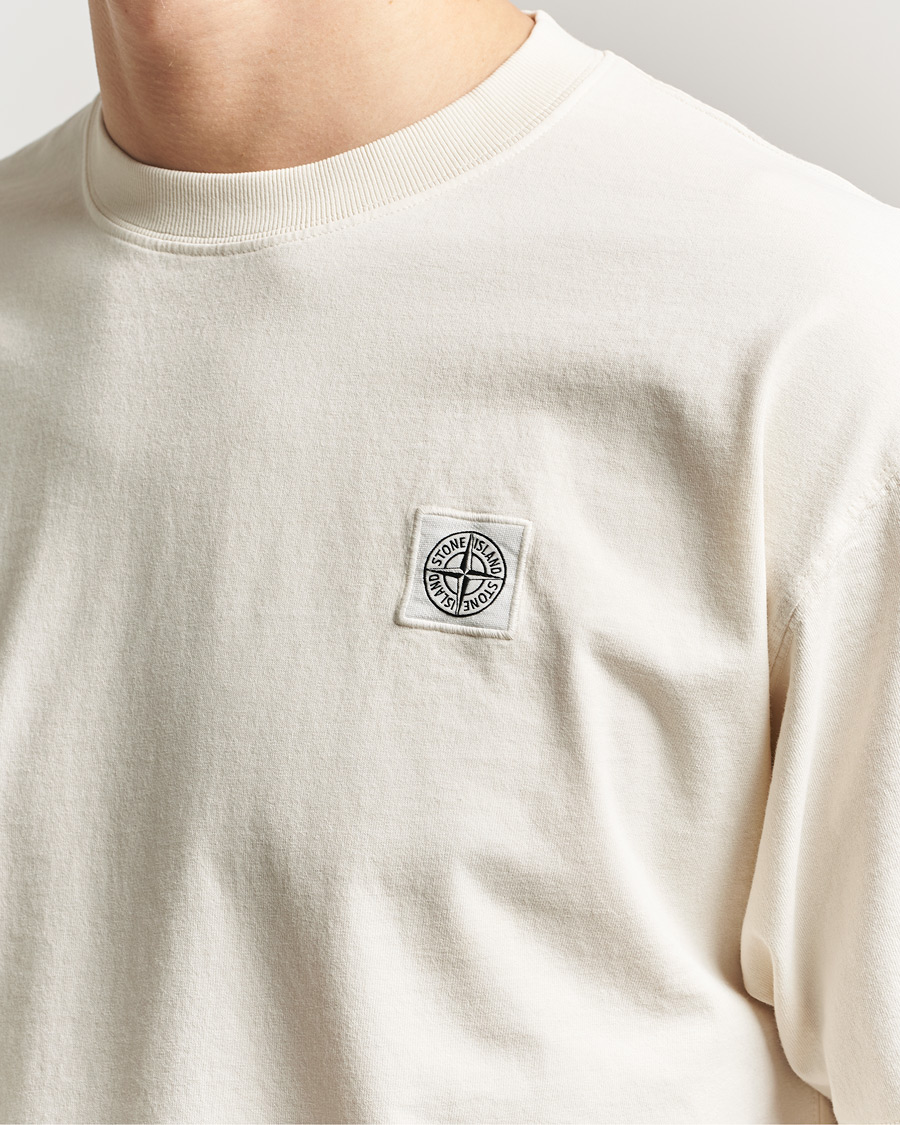 Herre | T-Shirts | Stone Island | Combed Organic Cotton T-Shirt Ivory