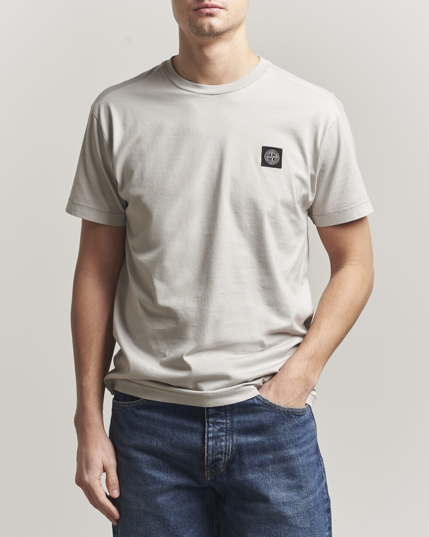 Herre | T-Shirts | Stone Island | Garment Dyed Cotton Jersey T-Shirt Pearl Grey