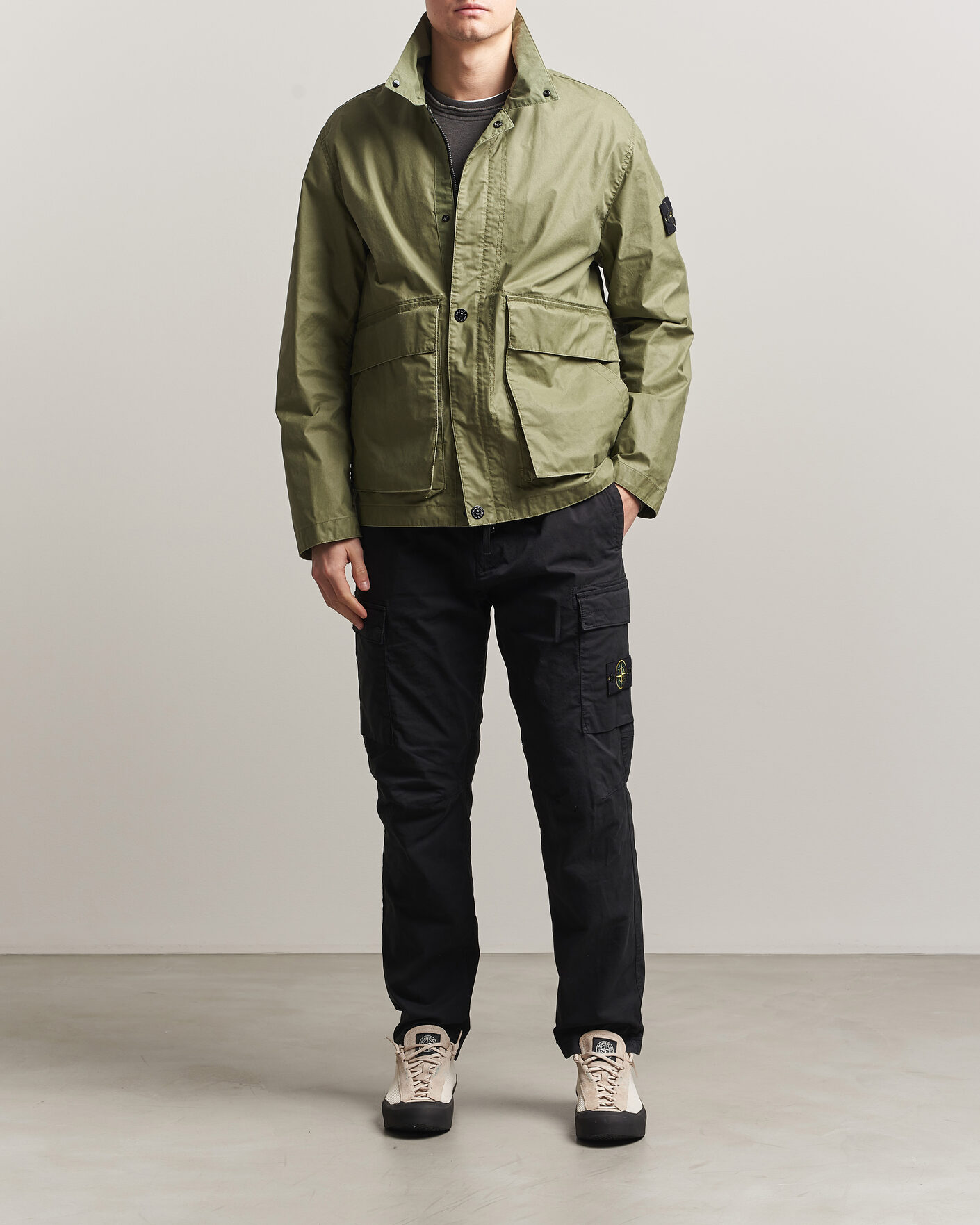 Herre | Bukser | Stone Island | Stretch Cotton Twill Cargo Trousers Black