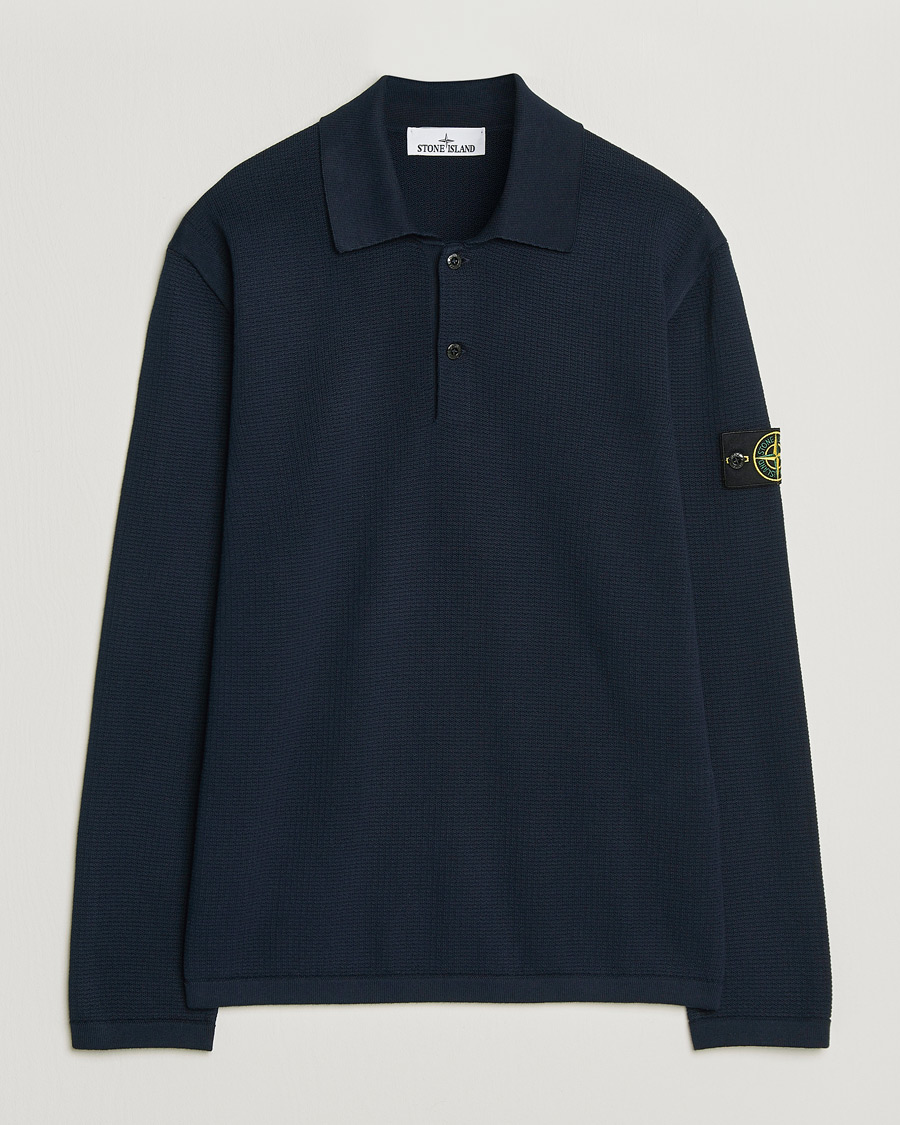 Herre | Trøjer | Stone Island | Micro Stitch Knitted Cotton Polo Navy