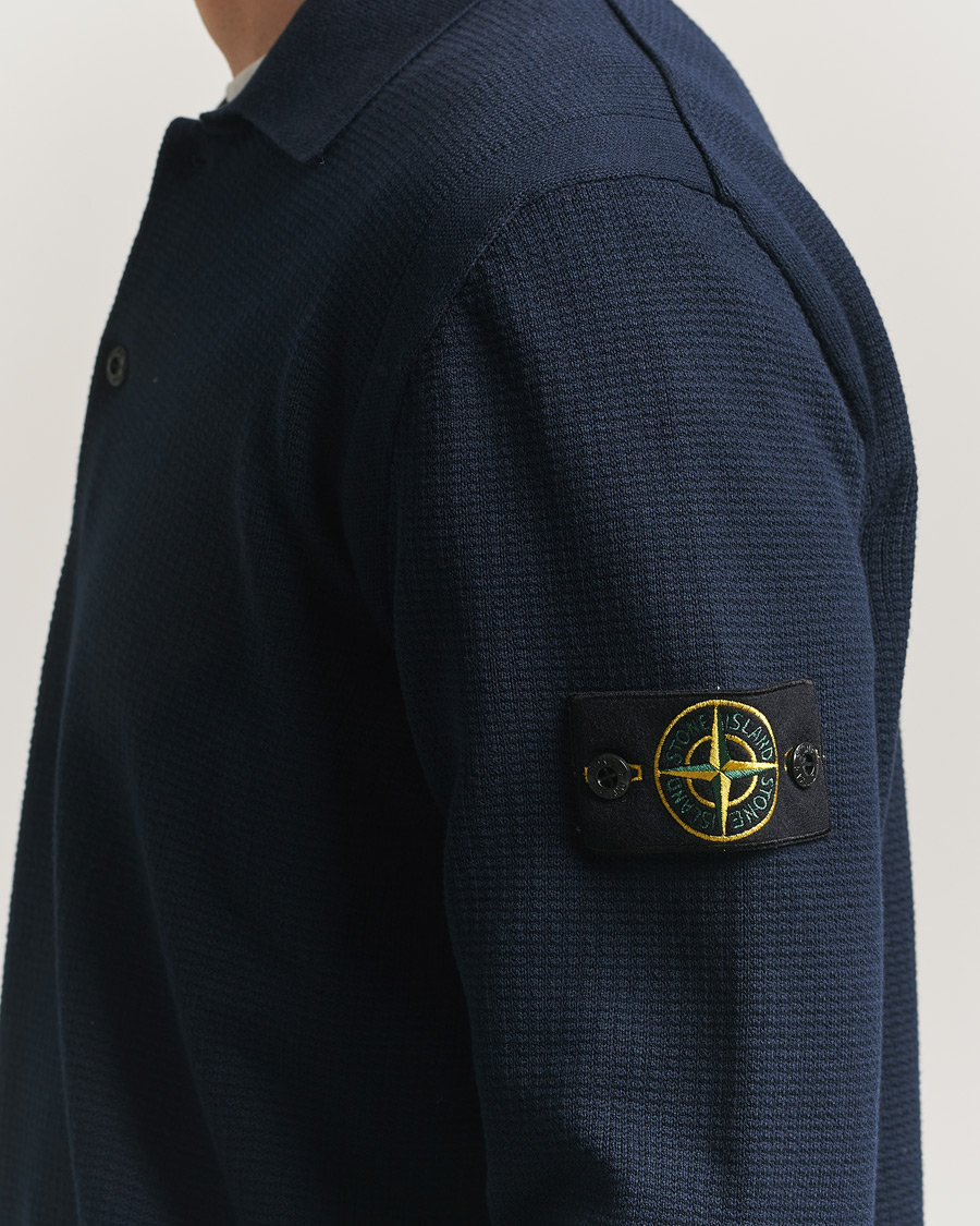 Herre | Trøjer | Stone Island | Micro Stitch Knitted Cotton Polo Navy