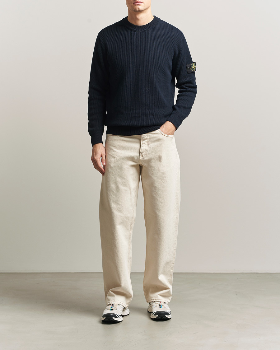 Herre | Trøjer | Stone Island | Ribbed Soft Organic Cotton Crewneck Navy
