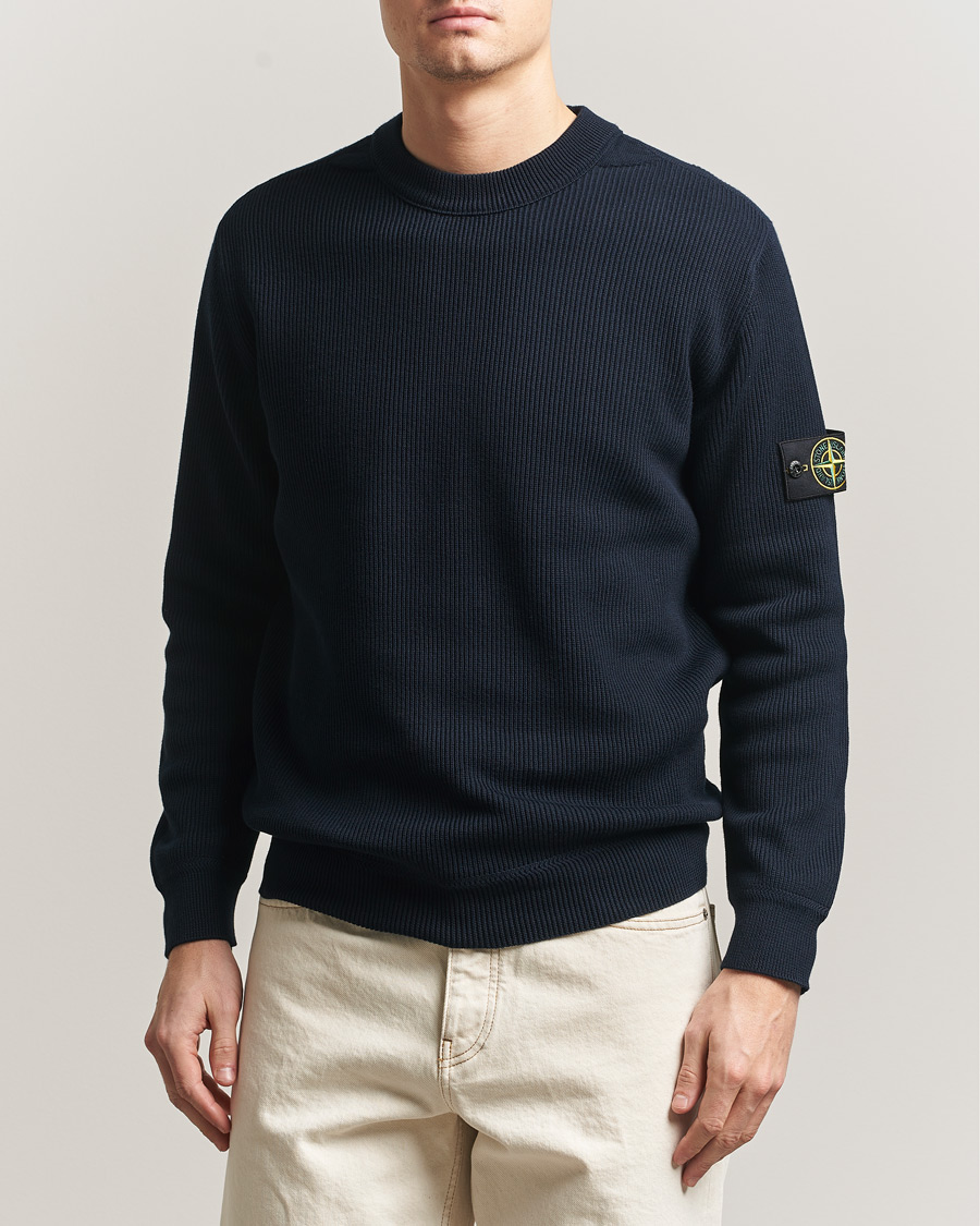 Herre | Trøjer | Stone Island | Ribbed Soft Organic Cotton Crewneck Navy