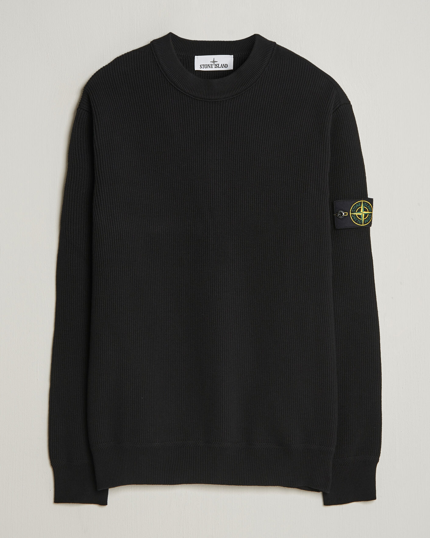 Herre | Trøjer | Stone Island | Ribbed Soft Organic Cotton Crewneck Black