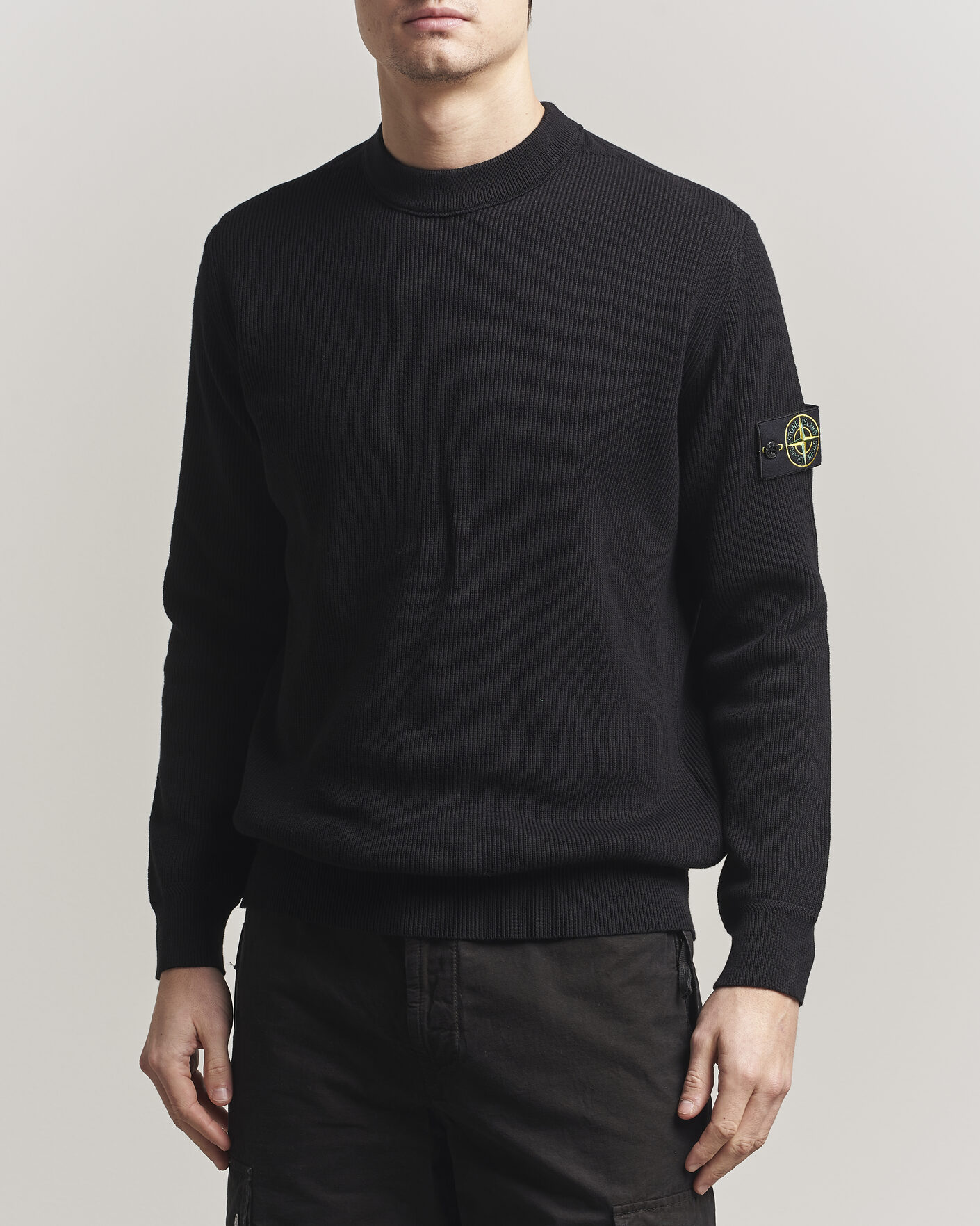 Herre | Trøjer | Stone Island | Ribbed Soft Organic Cotton Crewneck Black