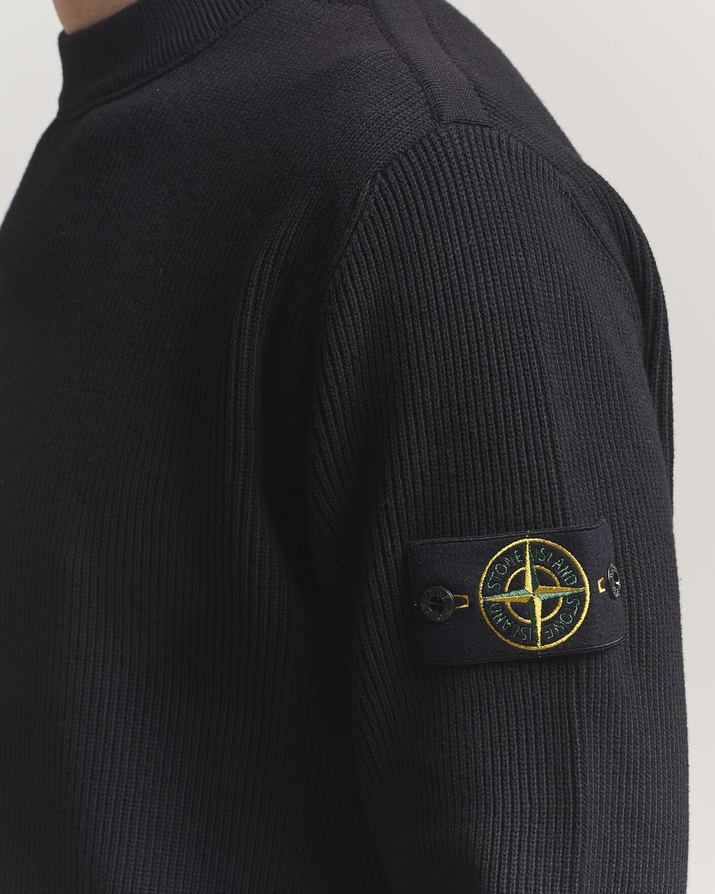 Herre | Trøjer | Stone Island | Ribbed Soft Organic Cotton Crewneck Black