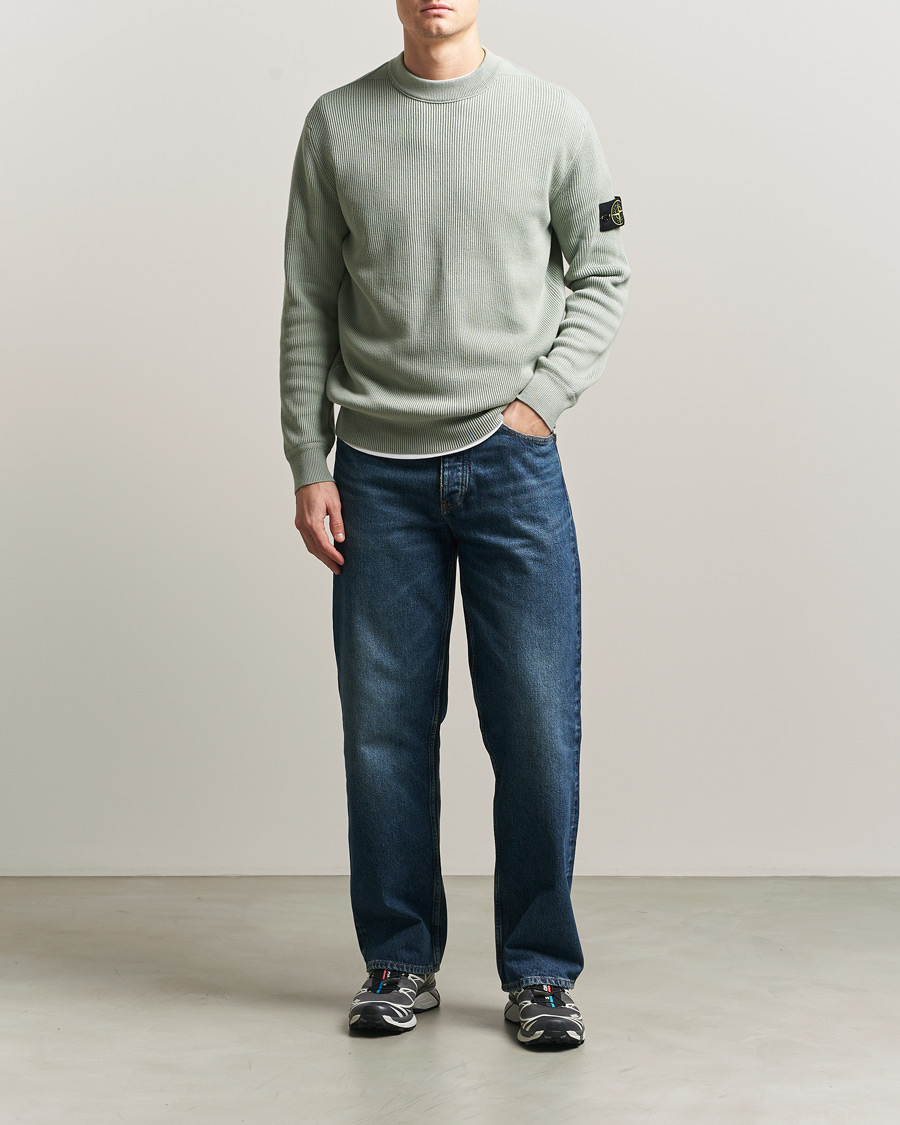 Herre | Trøjer | Stone Island | Ribbed Soft Organic Cotton Crewneck Sage
