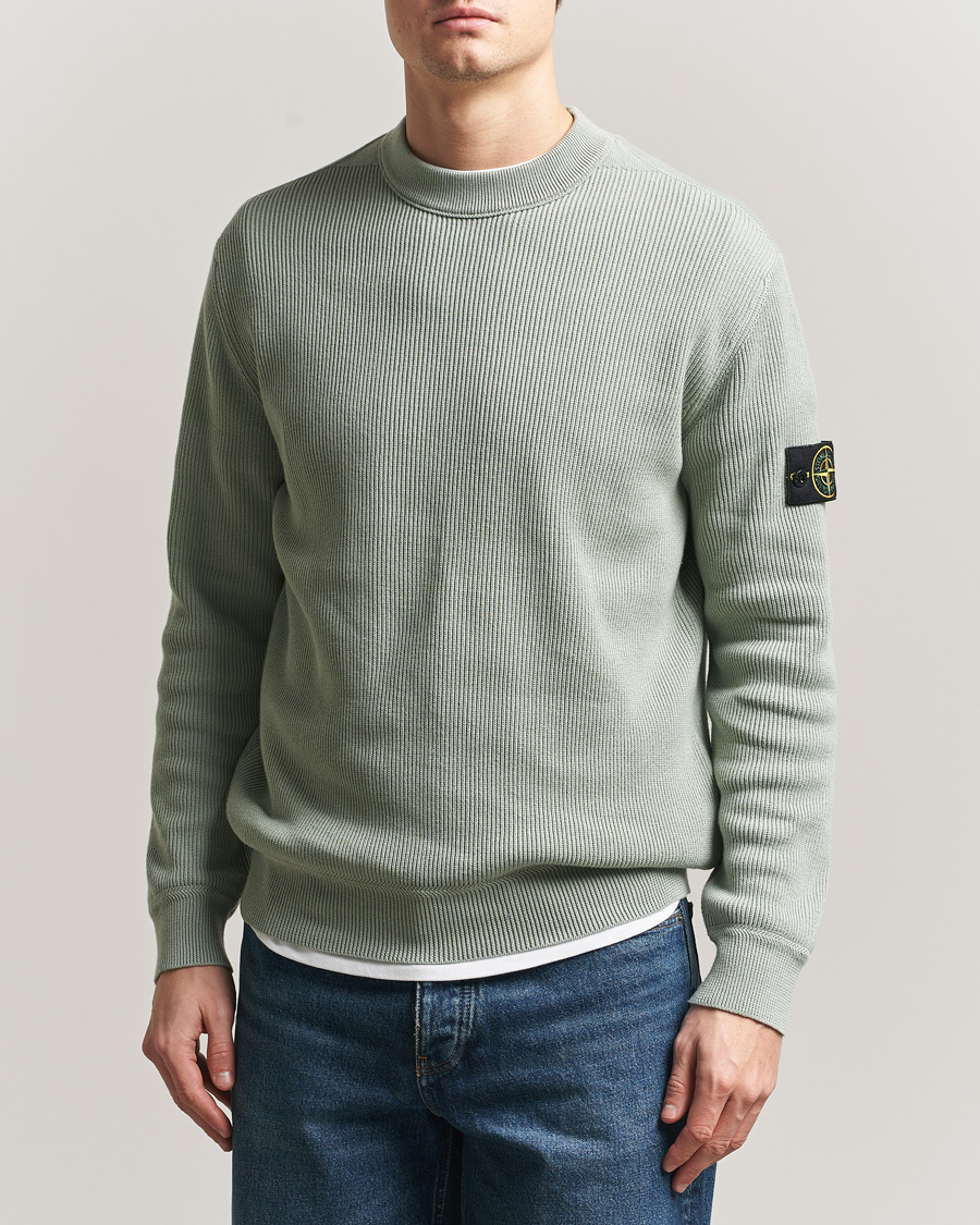 Herre | Trøjer | Stone Island | Ribbed Soft Organic Cotton Crewneck Sage