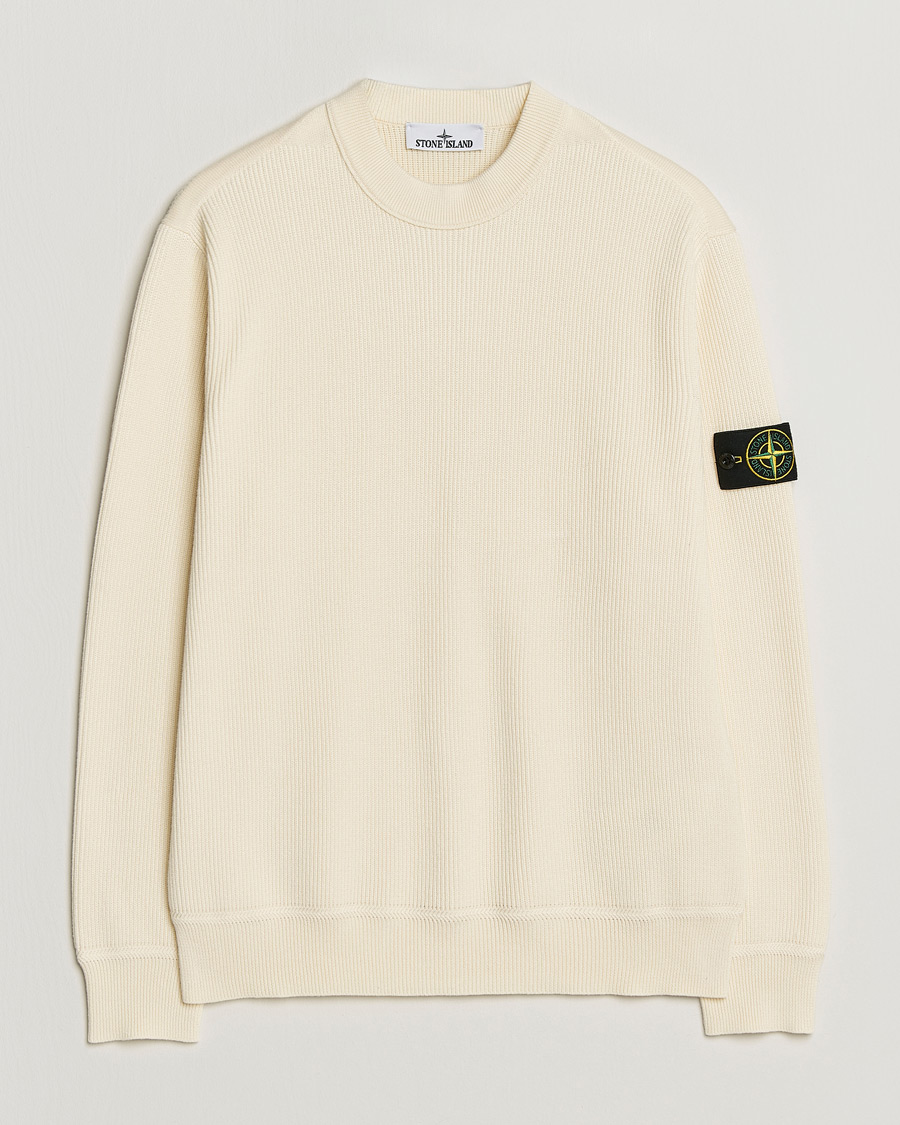 Herre | Trøjer | Stone Island | Ribbed Soft Organic Cotton Crewneck Ivory