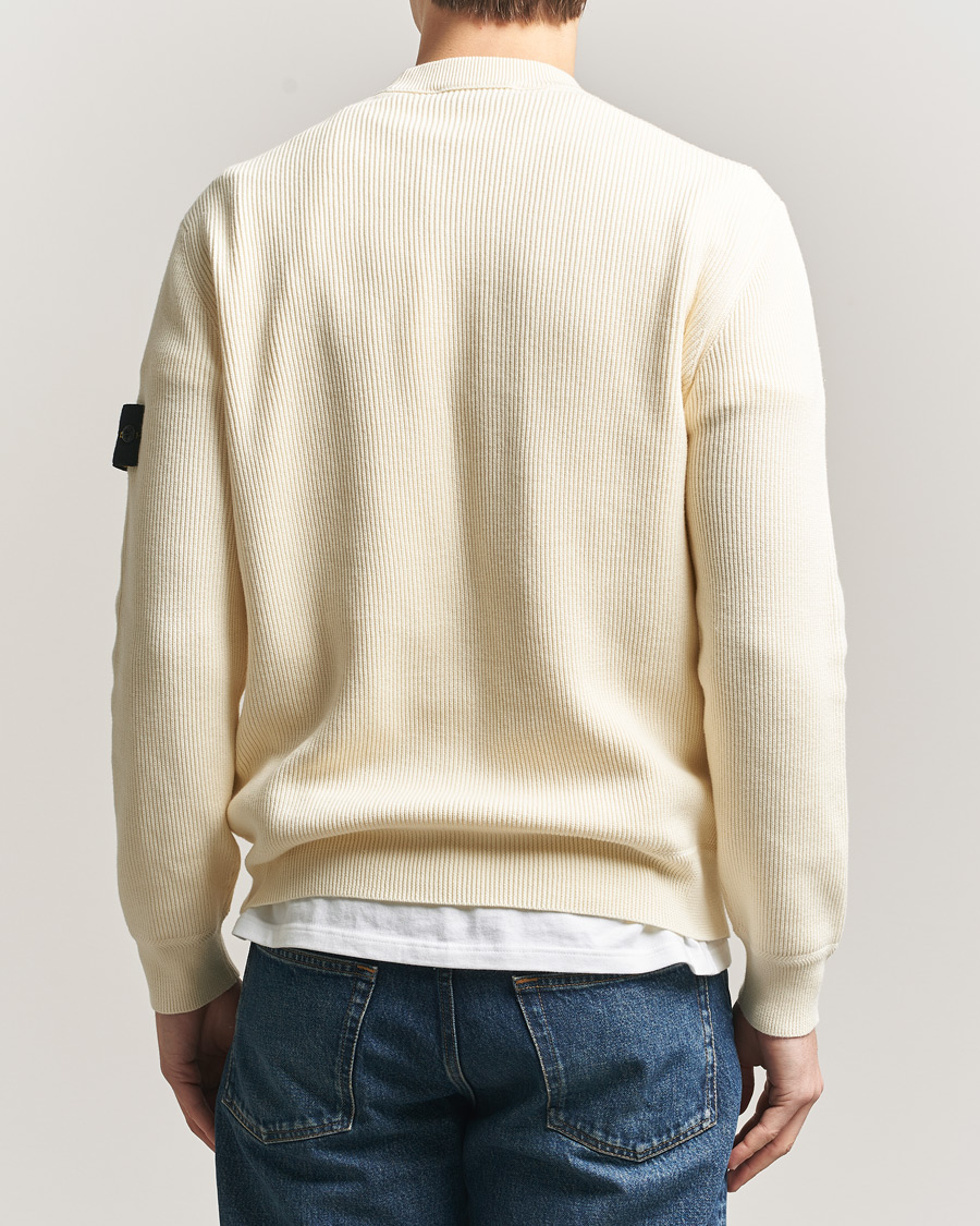 Herre | Trøjer | Stone Island | Ribbed Soft Organic Cotton Crewneck Ivory
