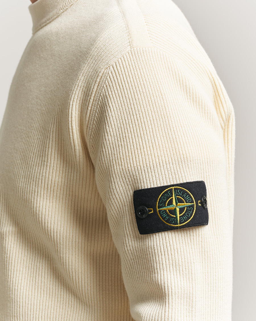 Herre | Trøjer | Stone Island | Ribbed Soft Organic Cotton Crewneck Ivory