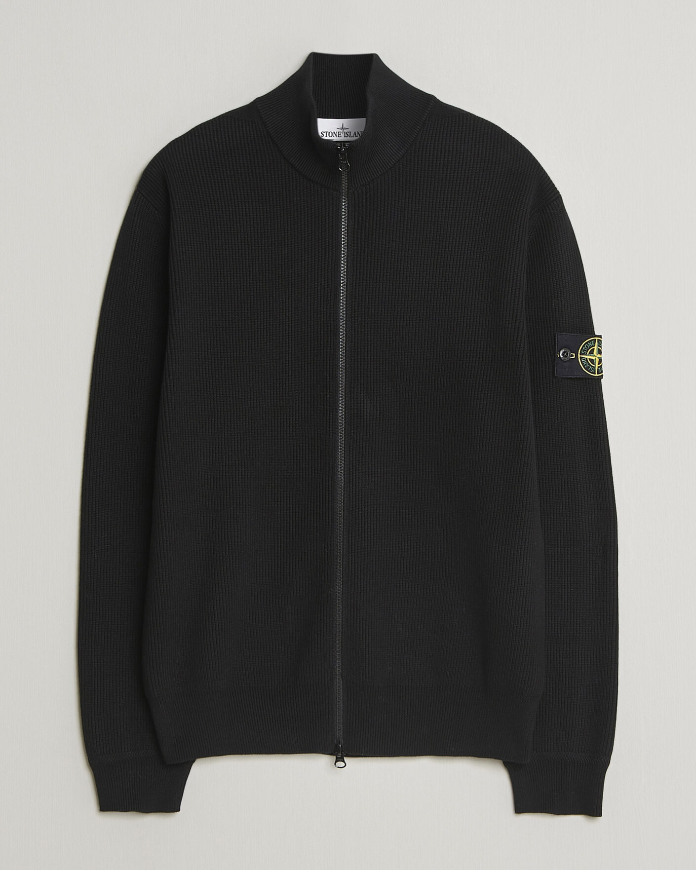 Herre | Trøjer | Stone Island | Ribbed Soft Organic Cotton Full Zip Black