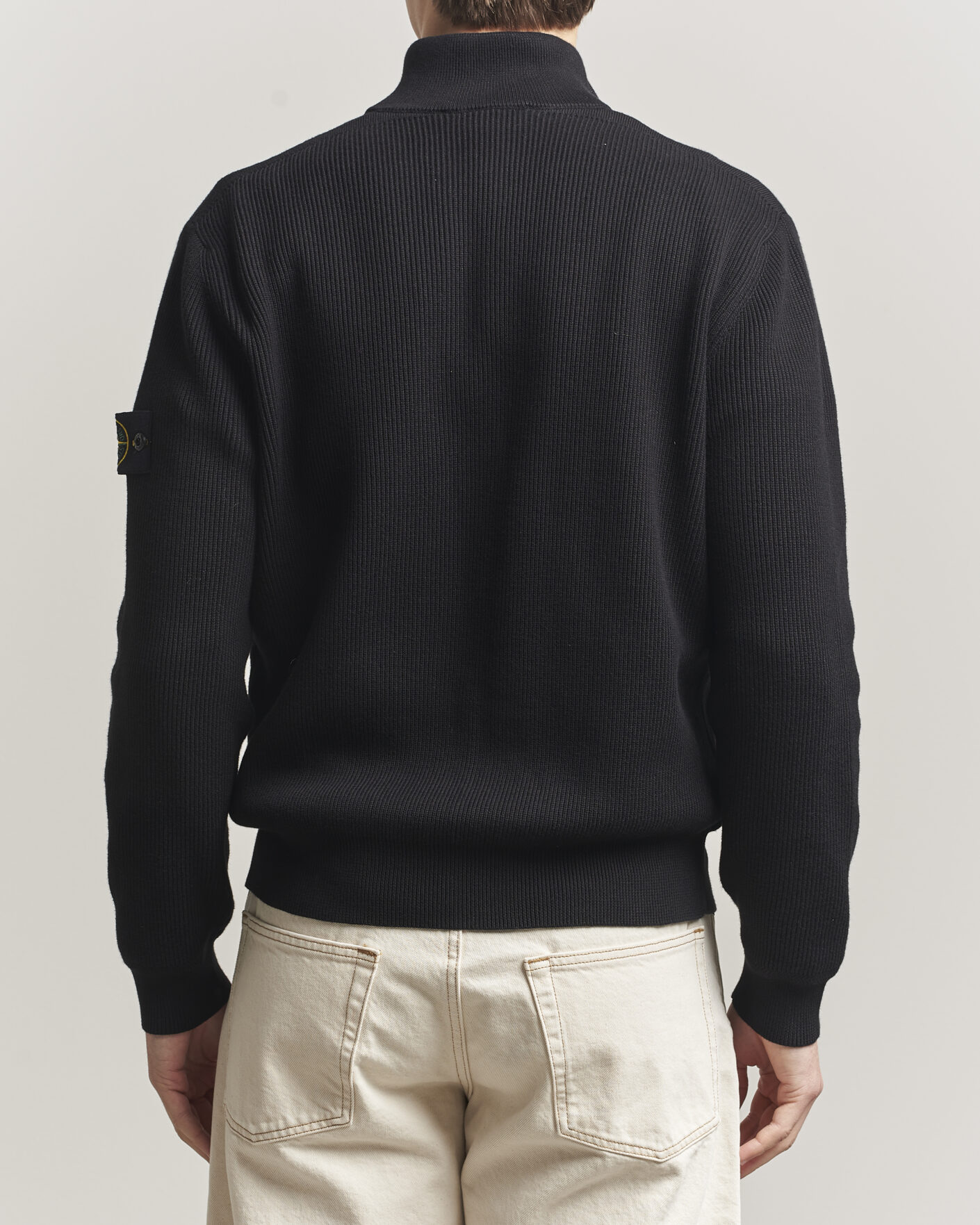Herre | Trøjer | Stone Island | Ribbed Soft Organic Cotton Full Zip Black