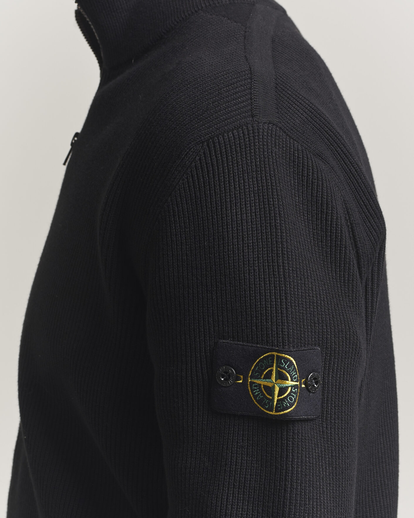 Herre | Trøjer | Stone Island | Ribbed Soft Organic Cotton Full Zip Black