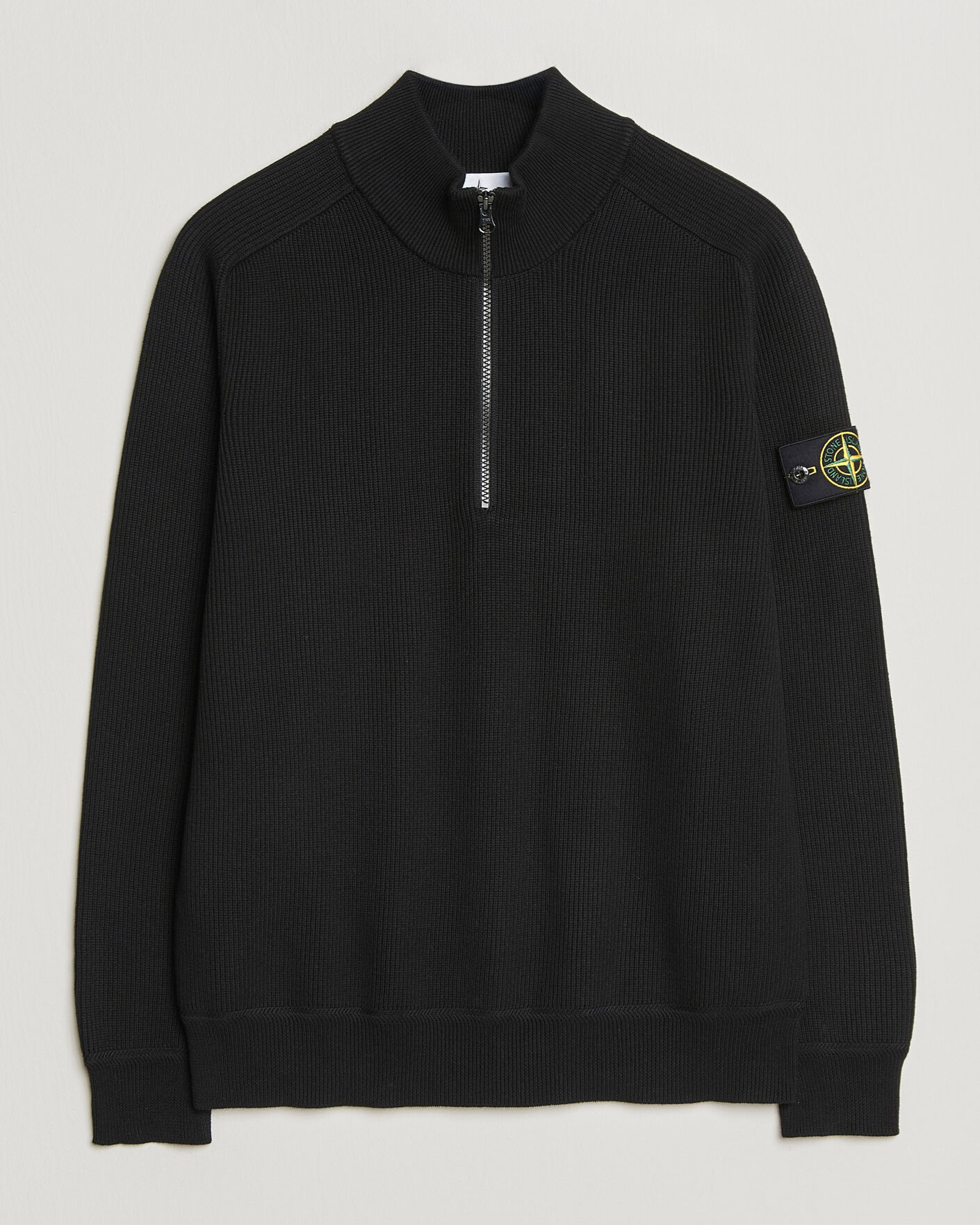 Herre | Trøjer | Stone Island | Ribbed Soft Organic Cotton Half Zip Black
