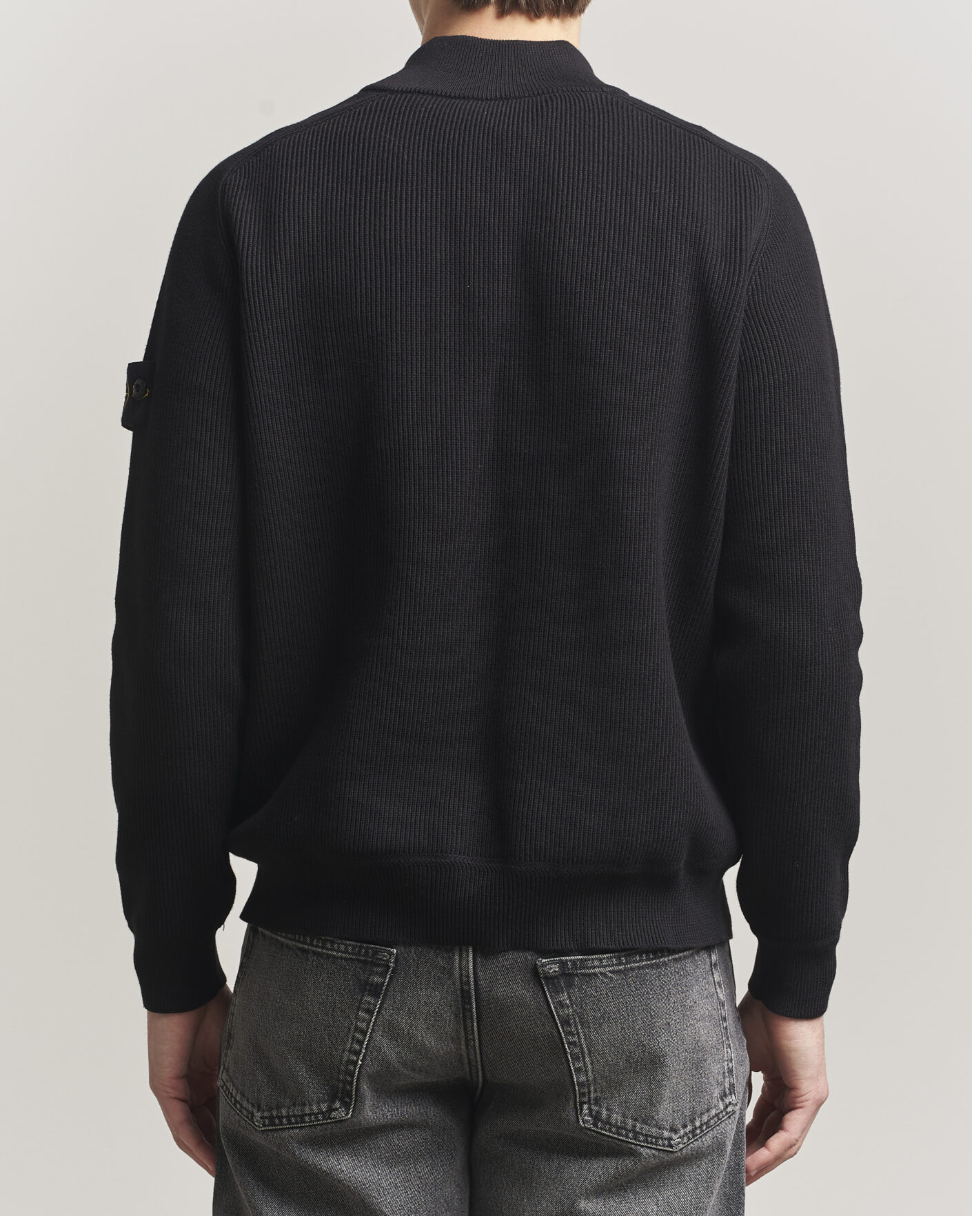 Herre | Trøjer | Stone Island | Ribbed Soft Organic Cotton Half Zip Black