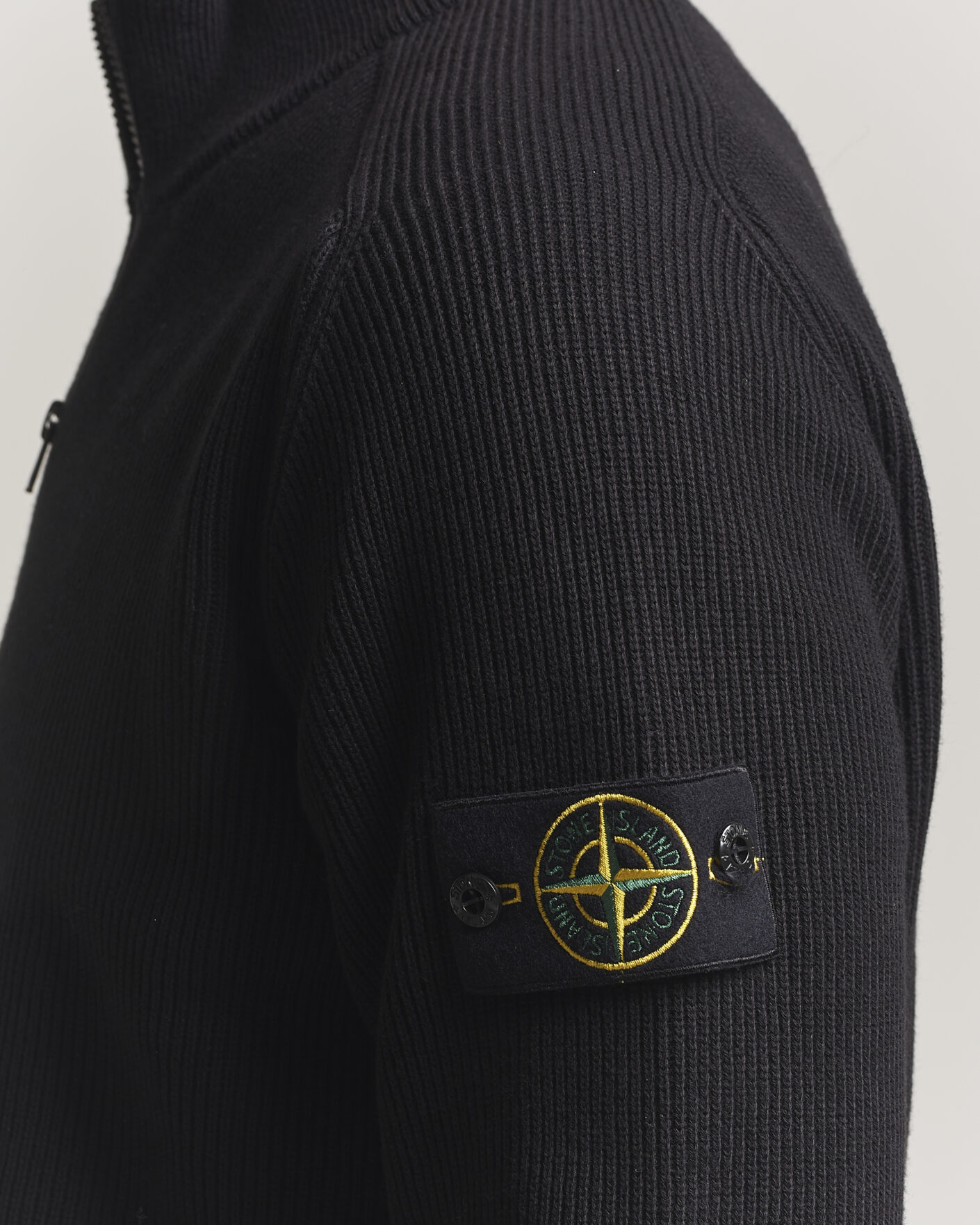 Herre | Trøjer | Stone Island | Ribbed Soft Organic Cotton Half Zip Black