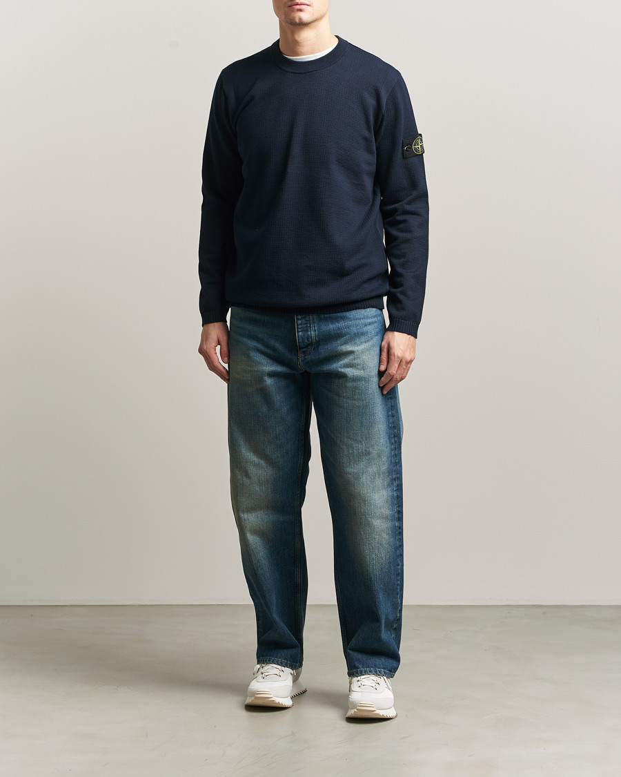 Herre | Trøjer | Stone Island | Micro Stitch Soft Organic Cotton Crewneck Navy