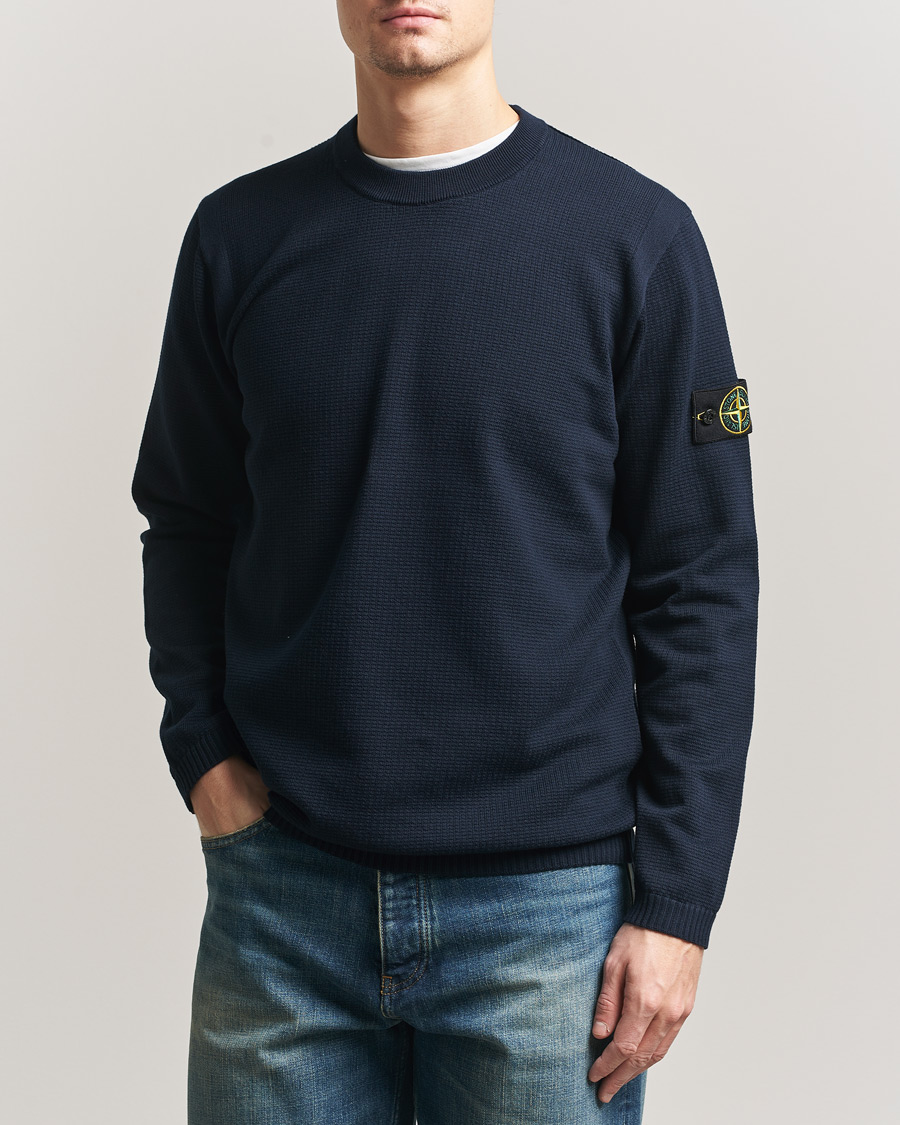Herre | Trøjer | Stone Island | Micro Stitch Soft Organic Cotton Crewneck Navy