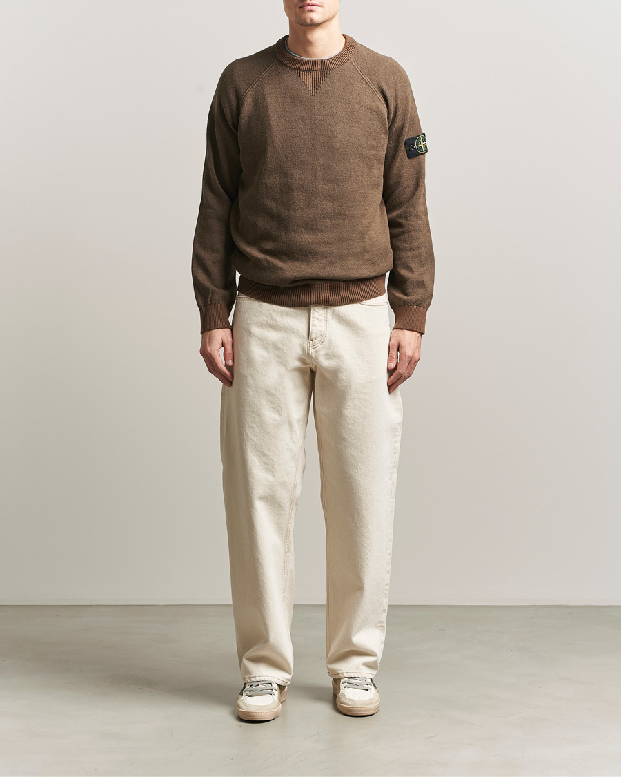 Herre | Trøjer | Stone Island | Raw Hand Organic Cotton Raglan Crewneck Umber