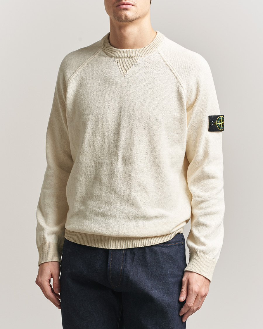 Herre | Trøjer | Stone Island | Raw Hand Organic Cotton Raglan Crewneck Ivory