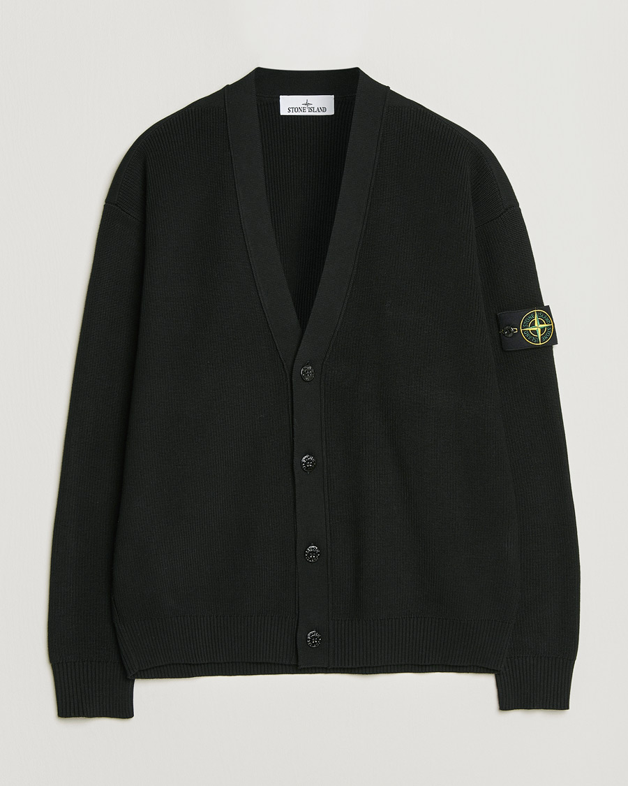 Herre | Trøjer | Stone Island | Ribbed Soft Organic Cotton Cardigan Black