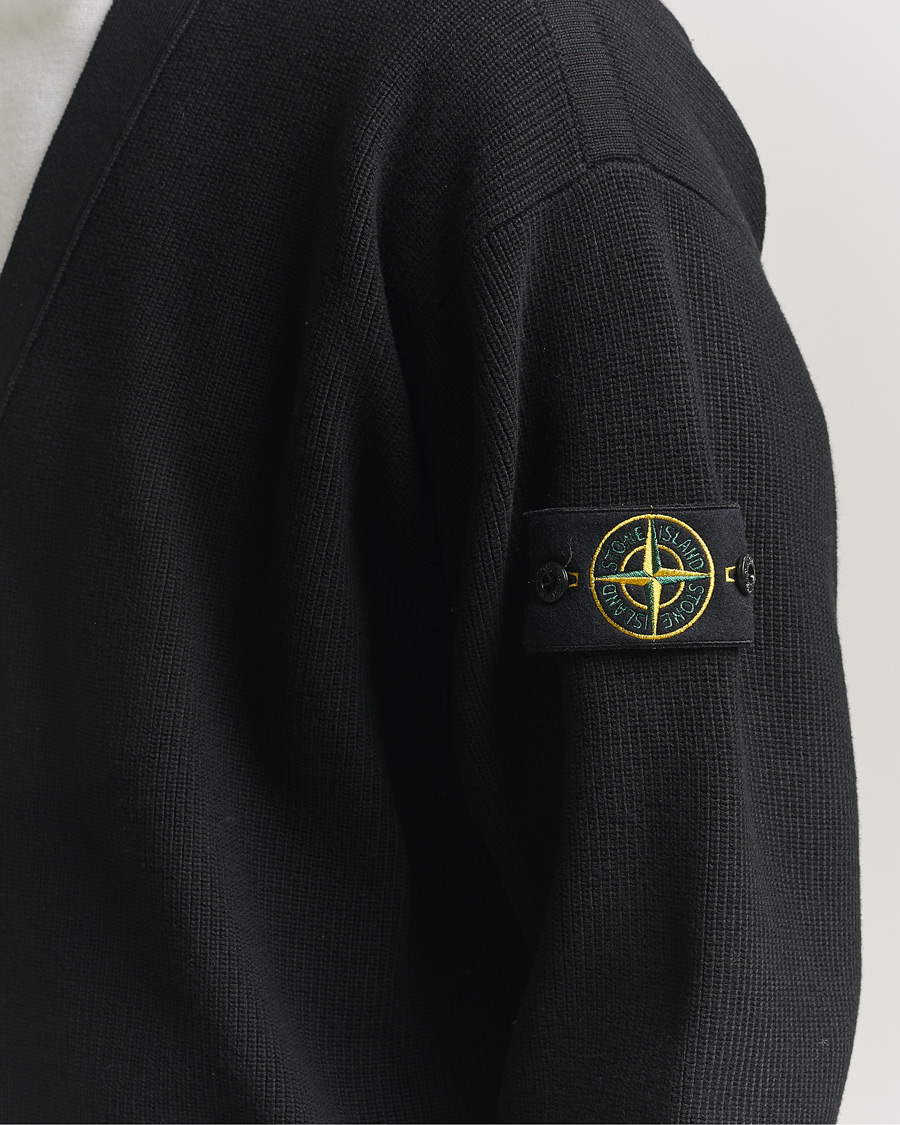 Herre | Trøjer | Stone Island | Ribbed Soft Organic Cotton Cardigan Black