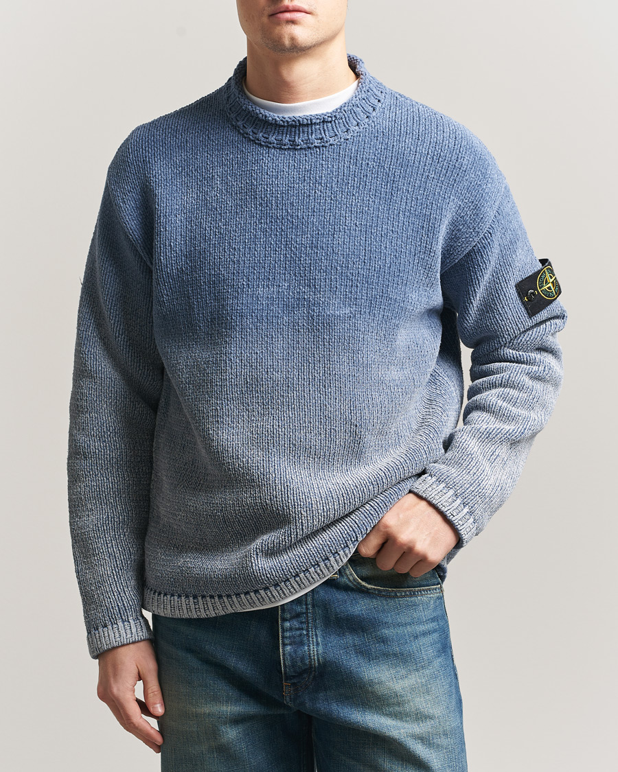 Herre | Trøjer | Stone Island | Cotton Chenille Degrade Print Crewneck Dark Blue