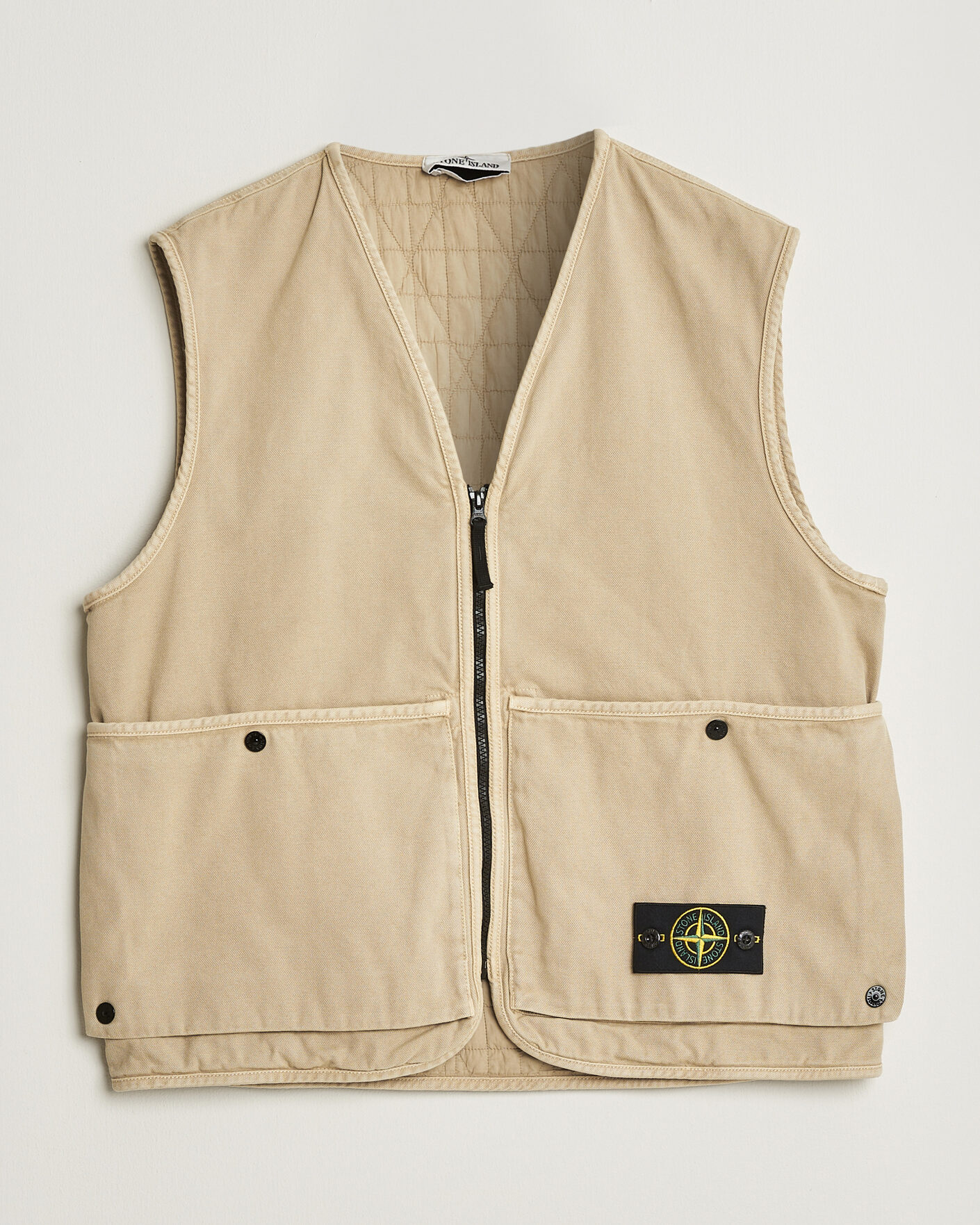 Herre | Veste | Stone Island | Organic Panama Cotton Padded Vest Desert