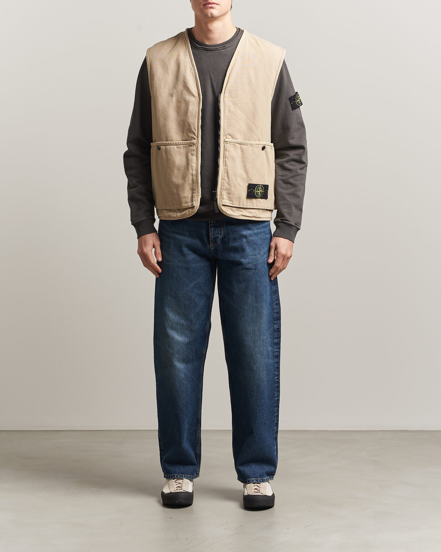 Herre | Veste | Stone Island | Organic Panama Cotton Padded Vest Desert