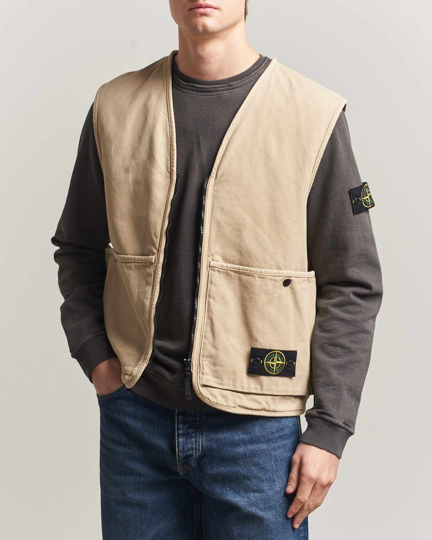 Herre | Veste | Stone Island | Organic Panama Cotton Padded Vest Desert