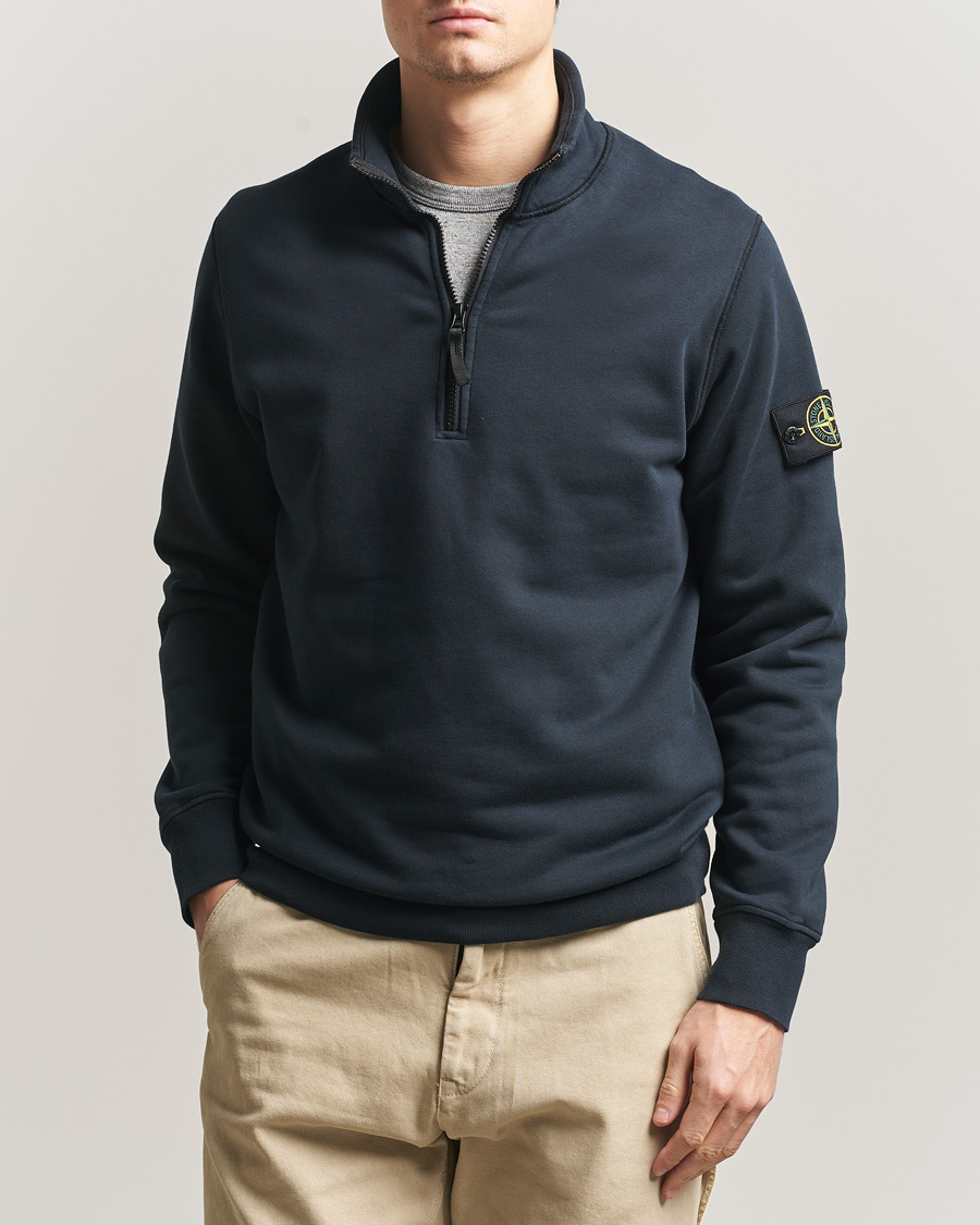 Herre | Trøjer | Stone Island | Garment Dyed Fleece Half Zip Navy