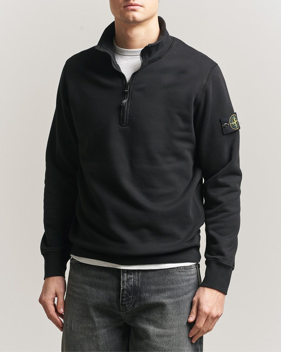 Herre | Trøjer | Stone Island | Garment Dyed Fleece Half Zip Black