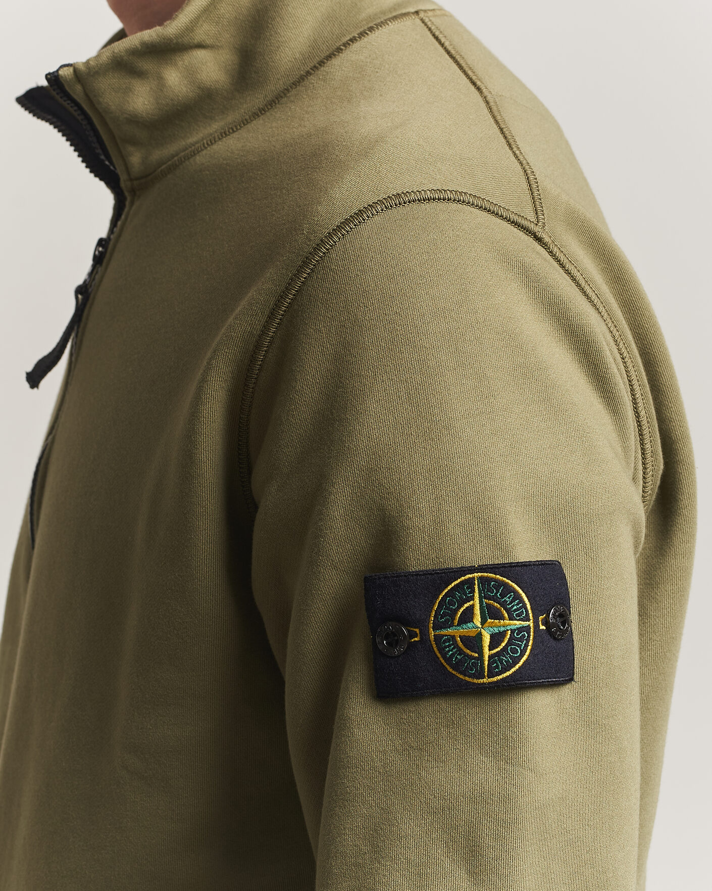Herre | Trøjer | Stone Island | Garment Dyed Fleece Half Zip Military Green