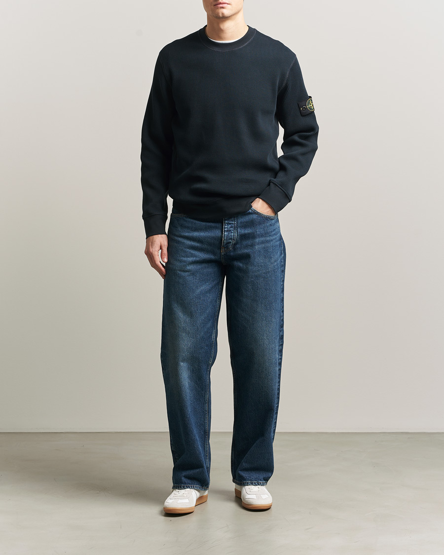 Herre | Trøjer | Stone Island | Organic Cotton Waffle Fleece Sweatshirt Navy