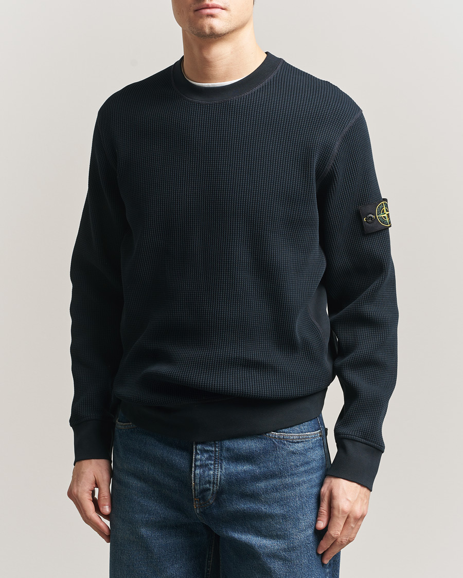 Herre | Trøjer | Stone Island | Organic Cotton Waffle Fleece Sweatshirt Navy