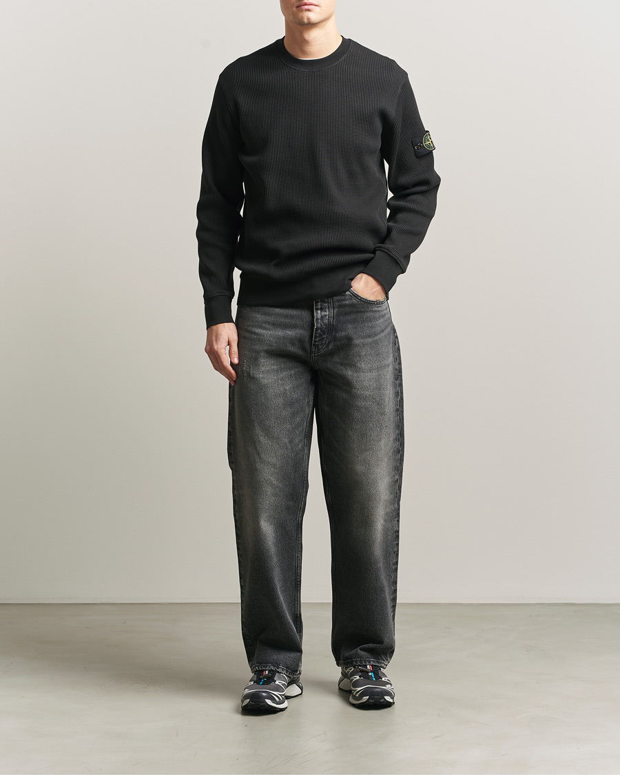 Herre | Trøjer | Stone Island | Organic Cotton Waffle Fleece Sweatshirt Black