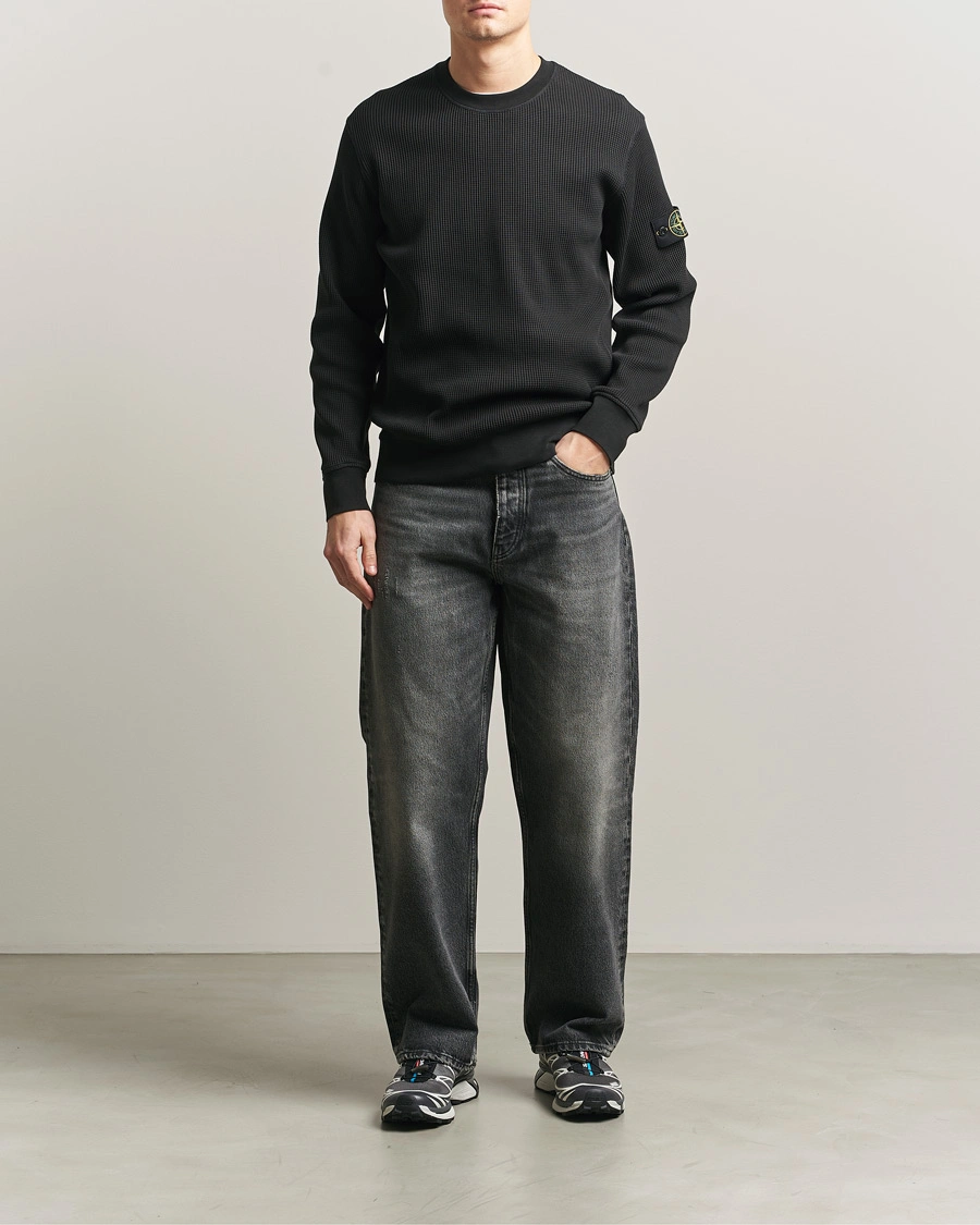 Herre | Trøjer | Stone Island | Organic Cotton Waffle Fleece Sweatshirt Black
