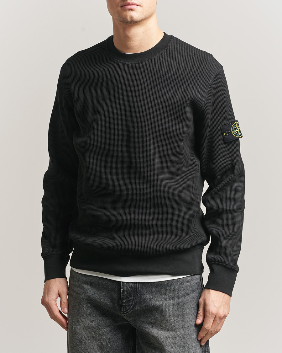 Herre | Trøjer | Stone Island | Organic Cotton Waffle Fleece Sweatshirt Black